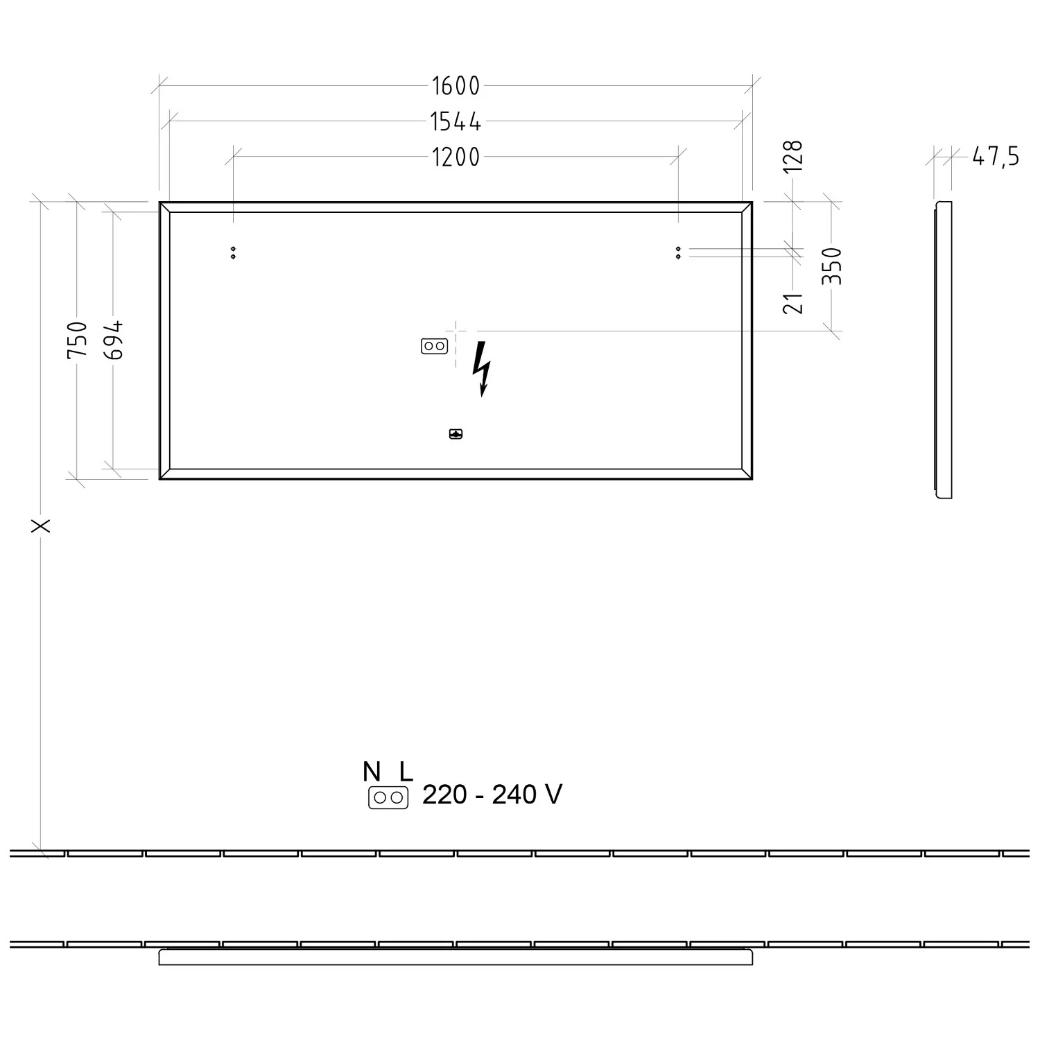 Villeroy & Boch Subway 3.0 Spiegel mit Beleuchtung 160 x 75 cm Bild 3