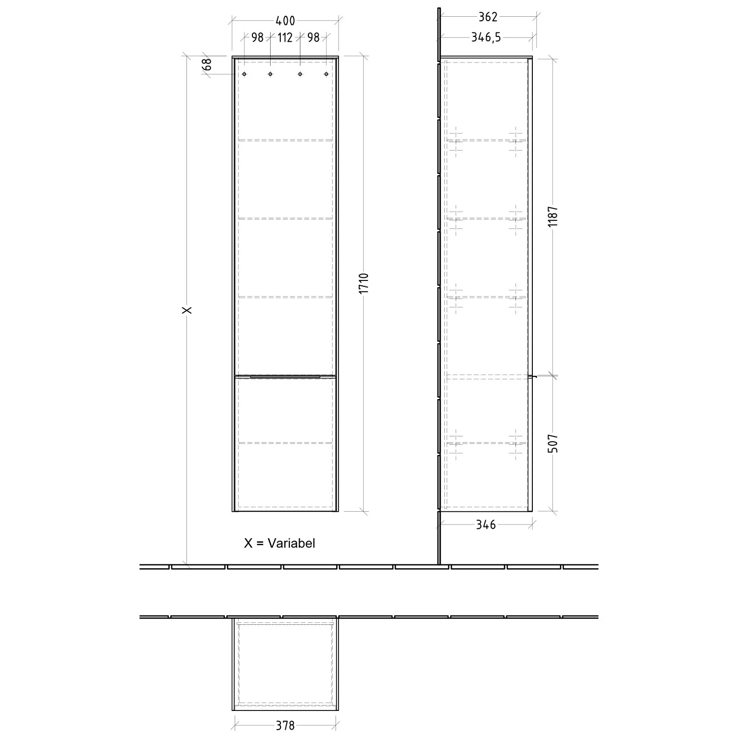 Villeroy & Boch Subway 3.0 Hochschrank 40 x 171 cm mit 2 Türen, Anschlag links Bild 2