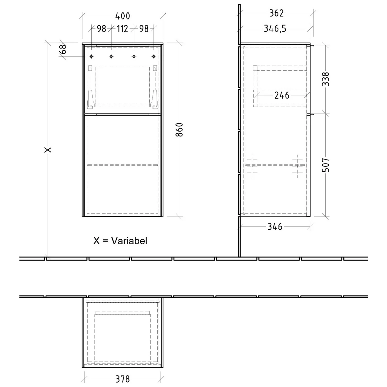 Villeroy & Boch Subway 3.0 Seitenschrank 40 x 86 cm mit 1 Auszug und 1 Tür, Anschlag links Bild 2