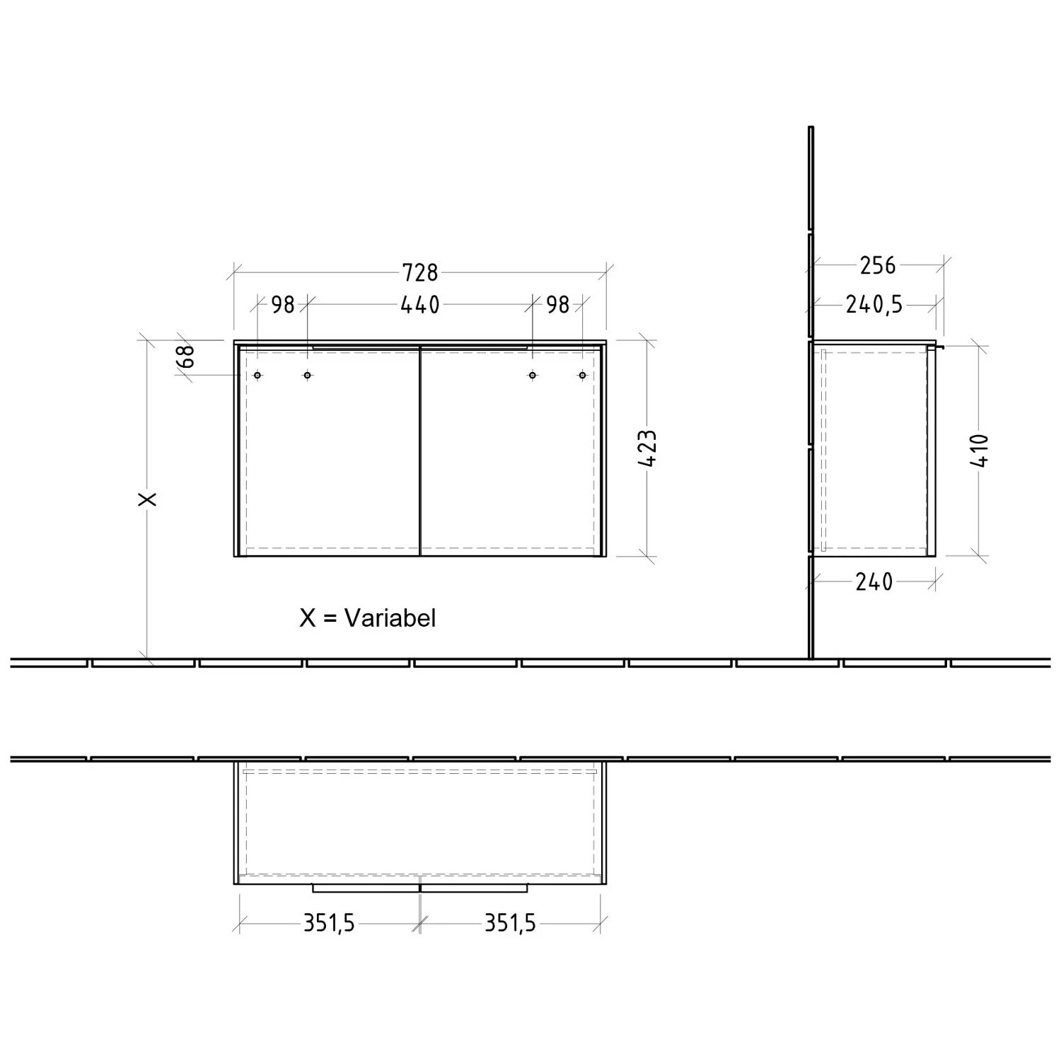 Villeroy & Boch Subway 3.0 Sideboard 72,8 x 42,3 cm mit 2 Türen Bild 3