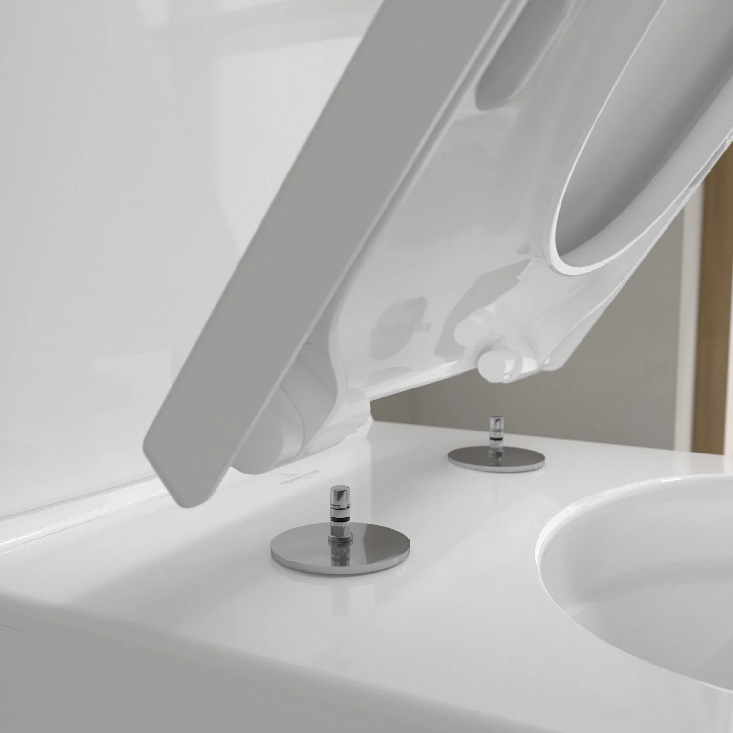 Zbliżenie białej deski sedesowej, Villeroy & Boch