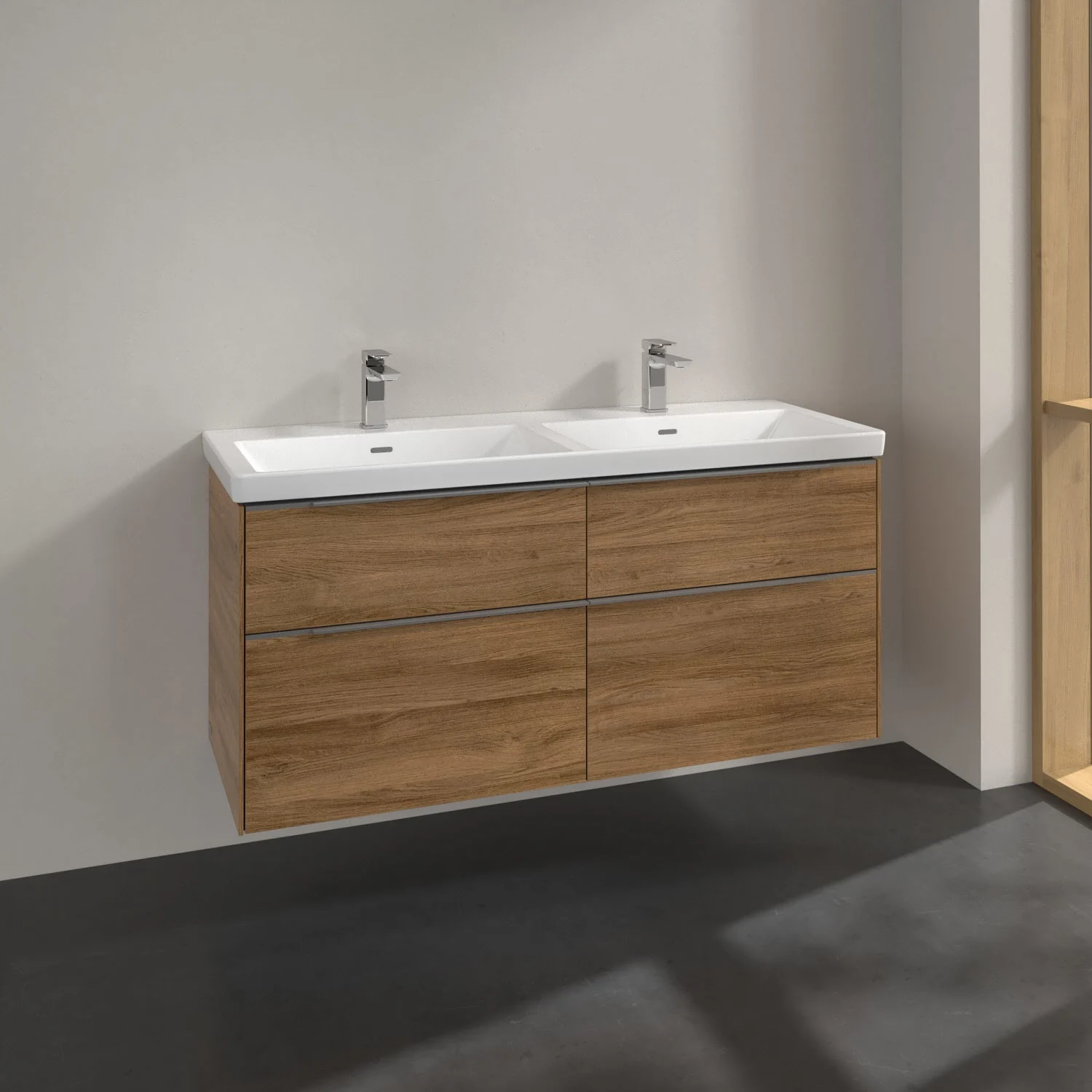 Villeroy & Boch Subway 3.0 Waschtischunterschrank 127,2 cm, 4 Auszüge, ohne LED-Beleuchtung, für Doppel-Waschtisch