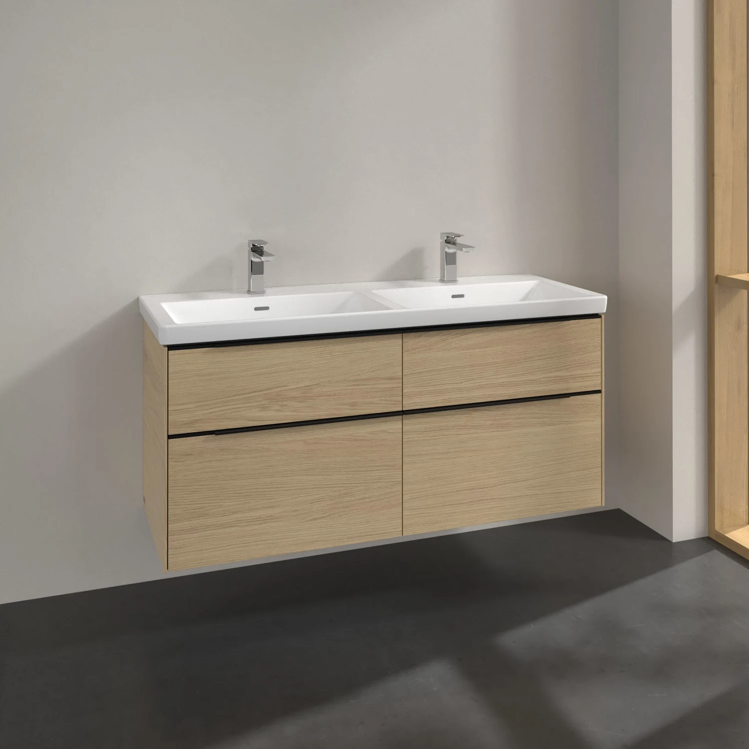 Villeroy & Boch Subway 3.0 Waschtischunterschrank 127,2 cm, 4 Auszüge, ohne LED-Beleuchtung, für Doppel-Waschtisch
