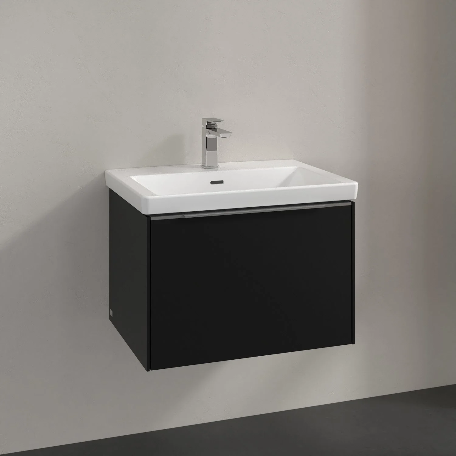 Czarna umywalka widok z boku, Villeroy & Boch