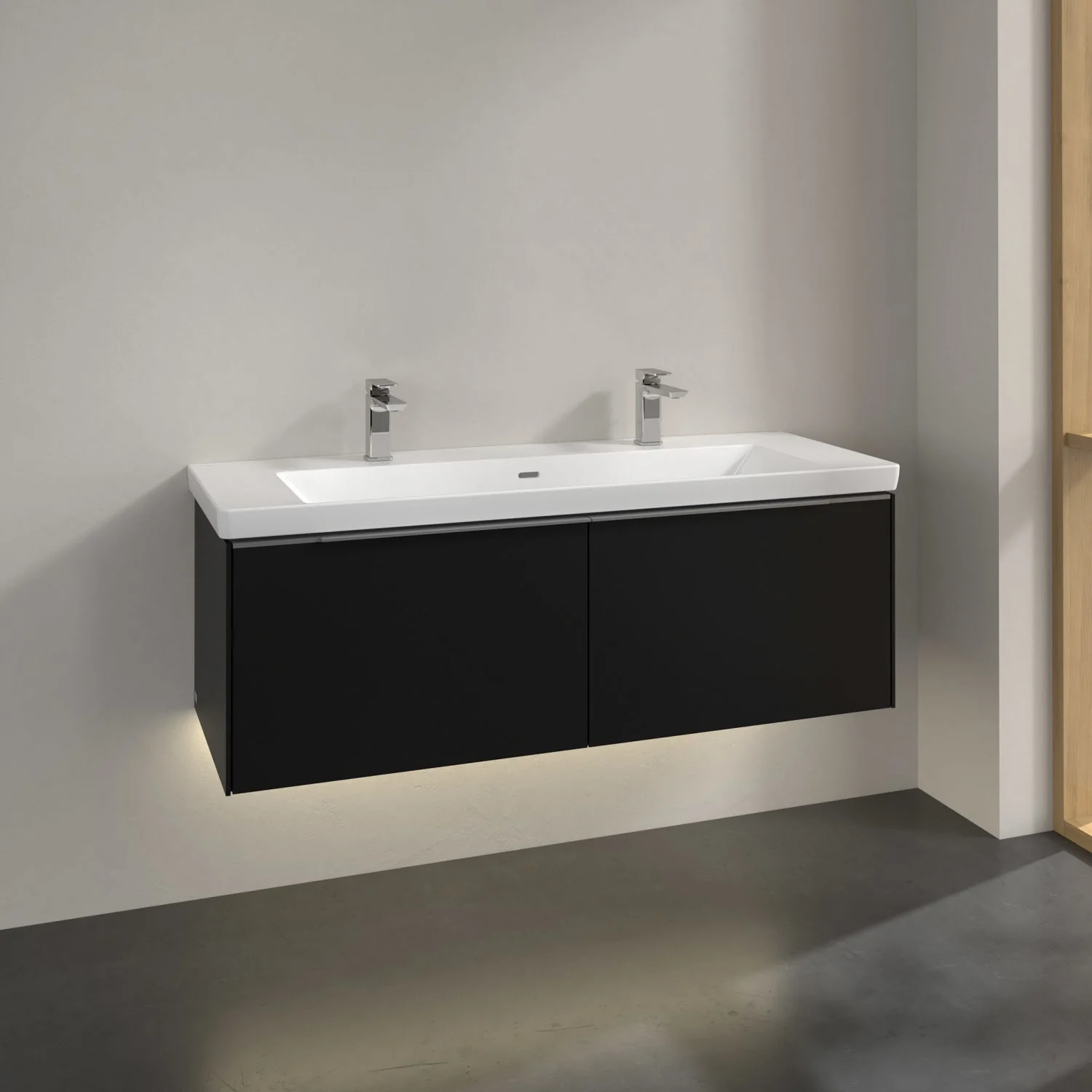 Villeroy & Boch Subway 3.0 Waschtischunterschrank 127,2 cm, 2 Auszüge, mit LED-Beleuchtung