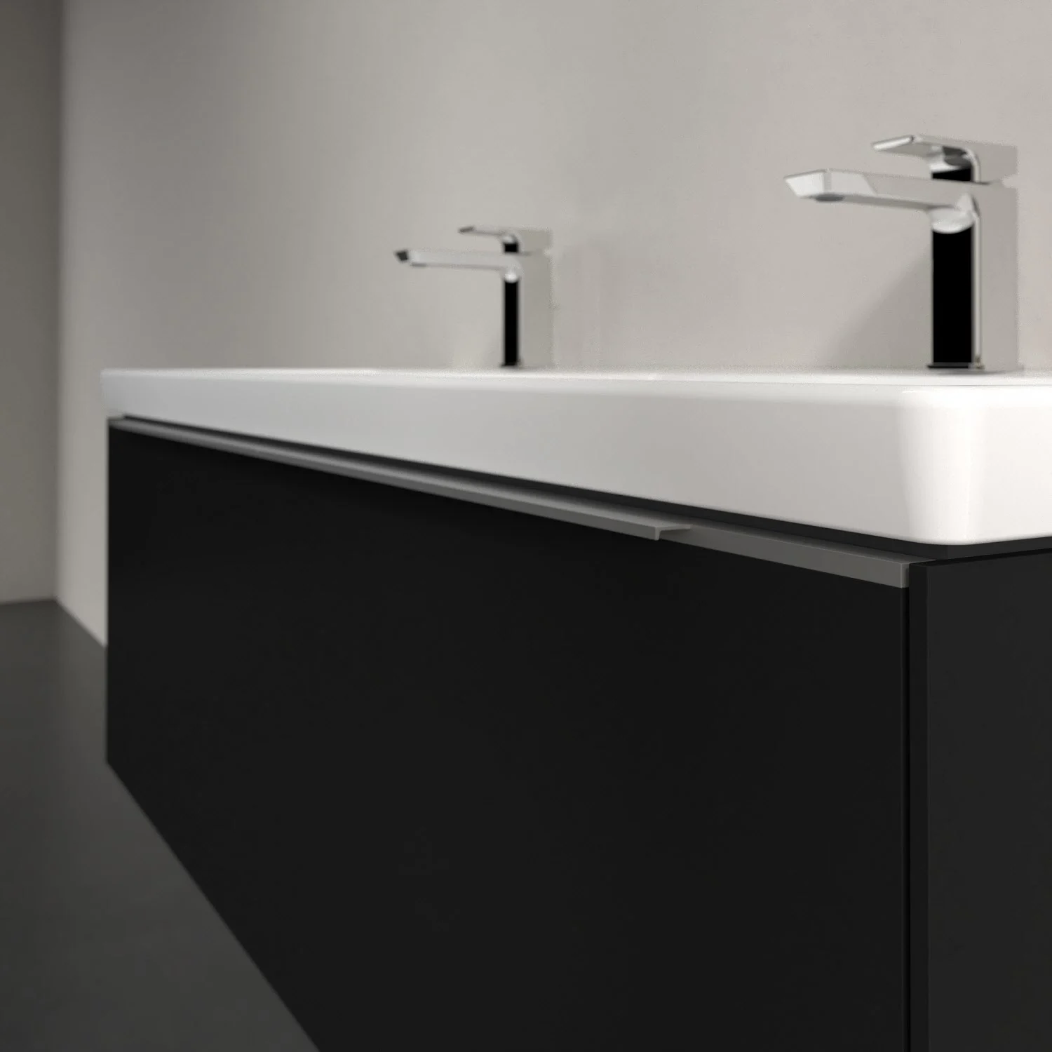 Umywalka z czarną powierzchnią zbliżenie, Villeroy & Boch