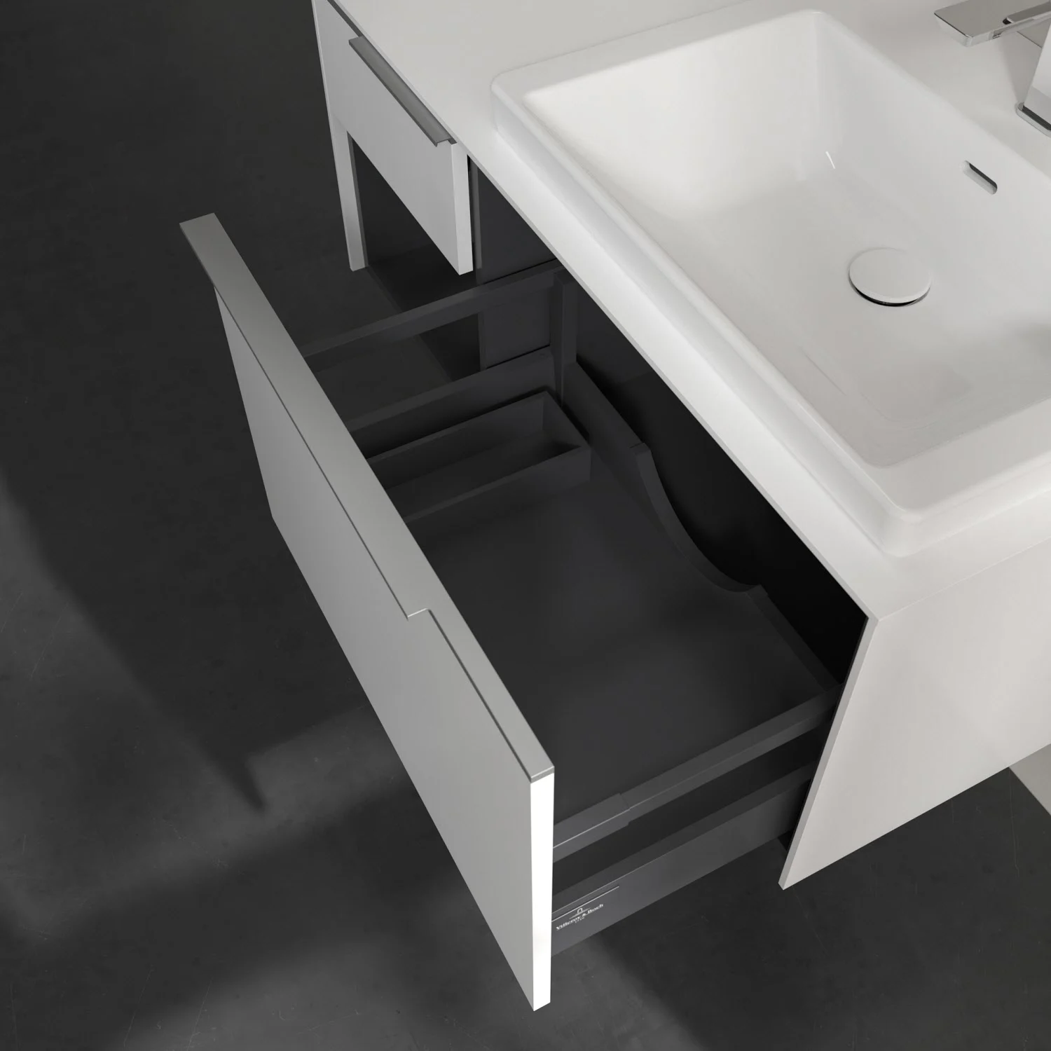 Umywalka z otwartą szafką szufladową w bieli, Villeroy & Boch