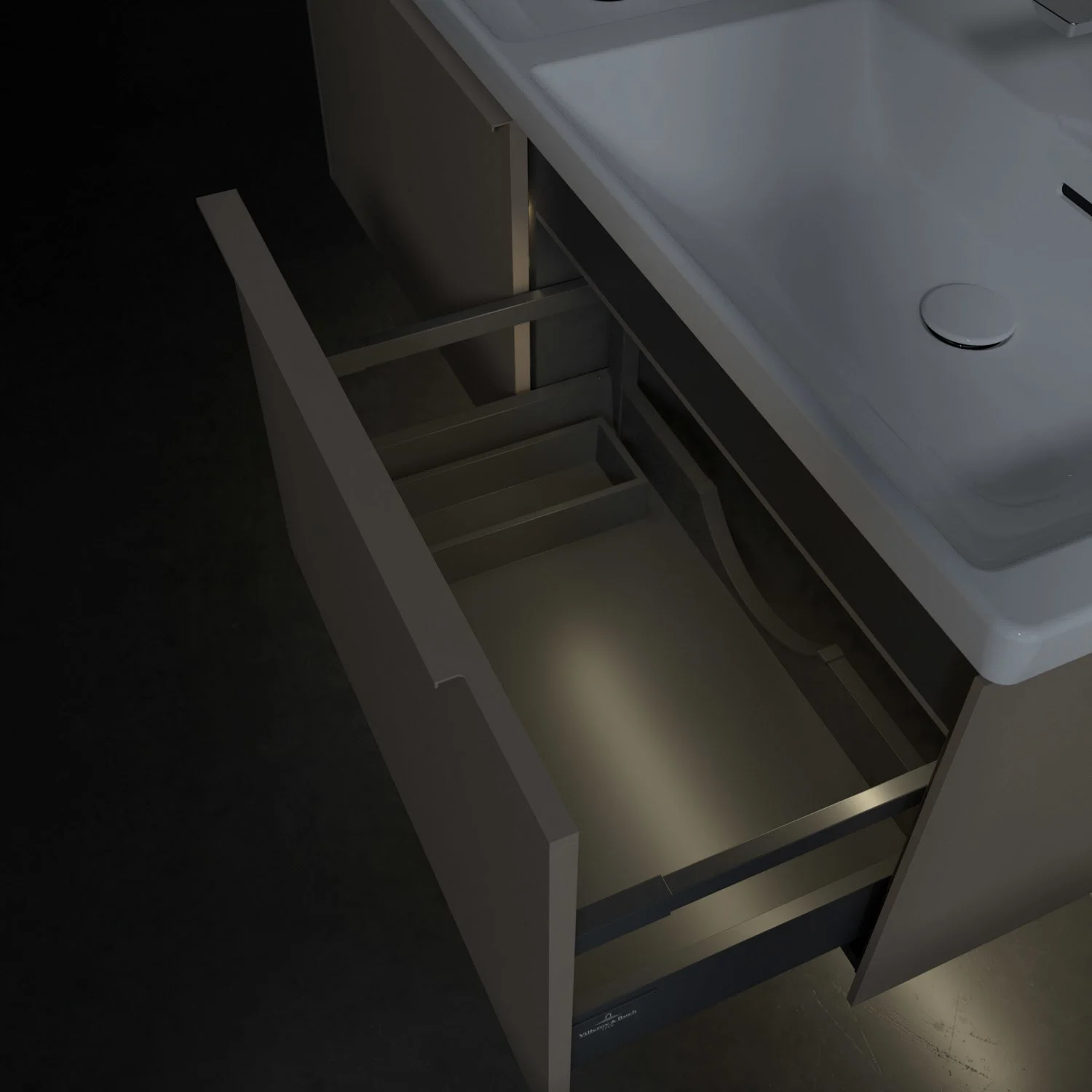Villeroy & Boch Subway 3.0 Waschtischunterschrank 127,2 cm, 2 Auszüge, mit LED-Beleuchtung, für Doppel-Waschtisch Bild 9
