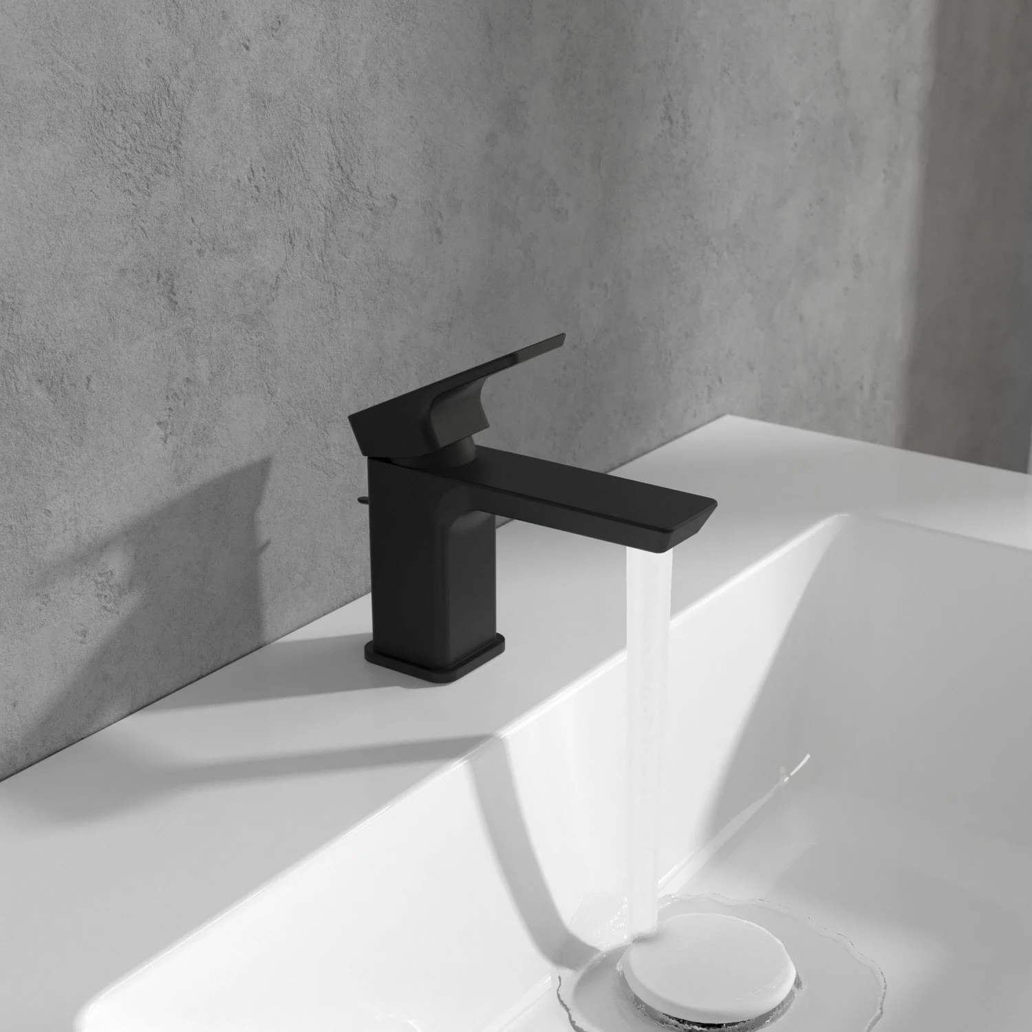 Czarna bateria z bieżącą wodą w łazience, Villeroy & Boch