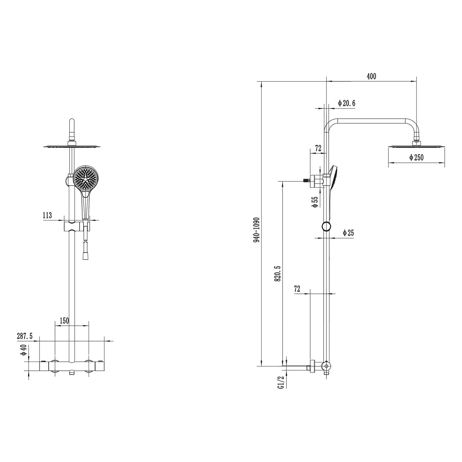 Villeroy & Boch Taro Duschsystem mit 3 Funktionen für Wandmontage Bild 5