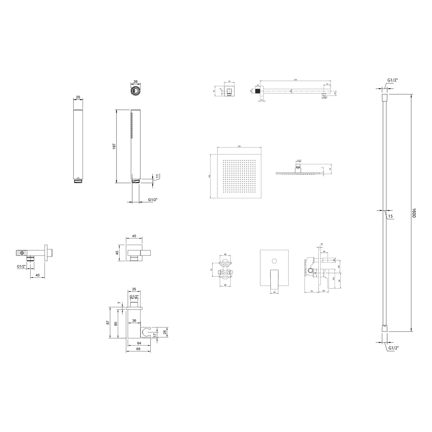 Villeroy & Boch Taro Duschsystem mit Brausehalter, Stabhandbrause und UP-Einhebel-Armatur Bild 5