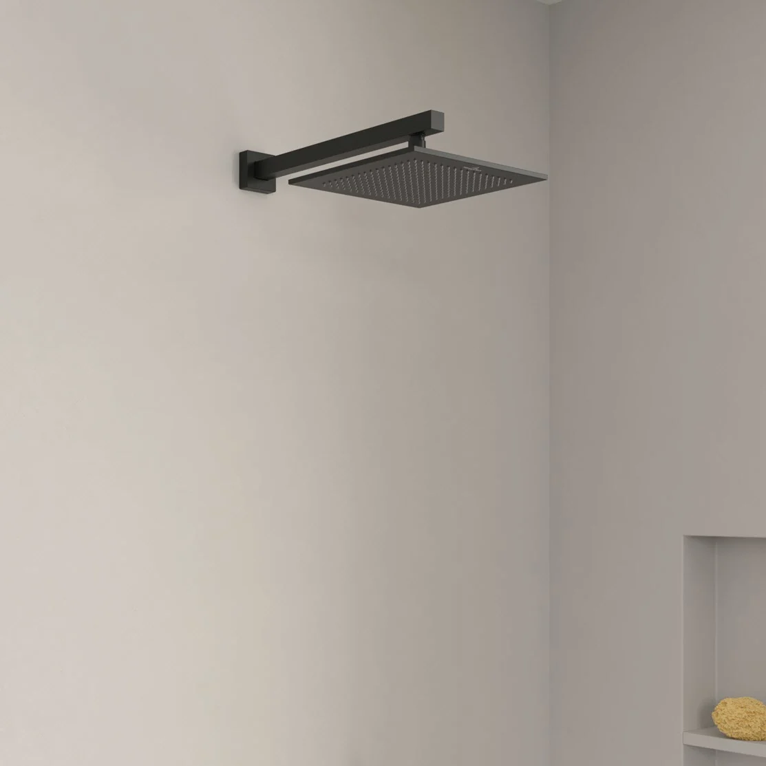 Czarny prysznic widok z boku na ścianie, Villeroy & Boch