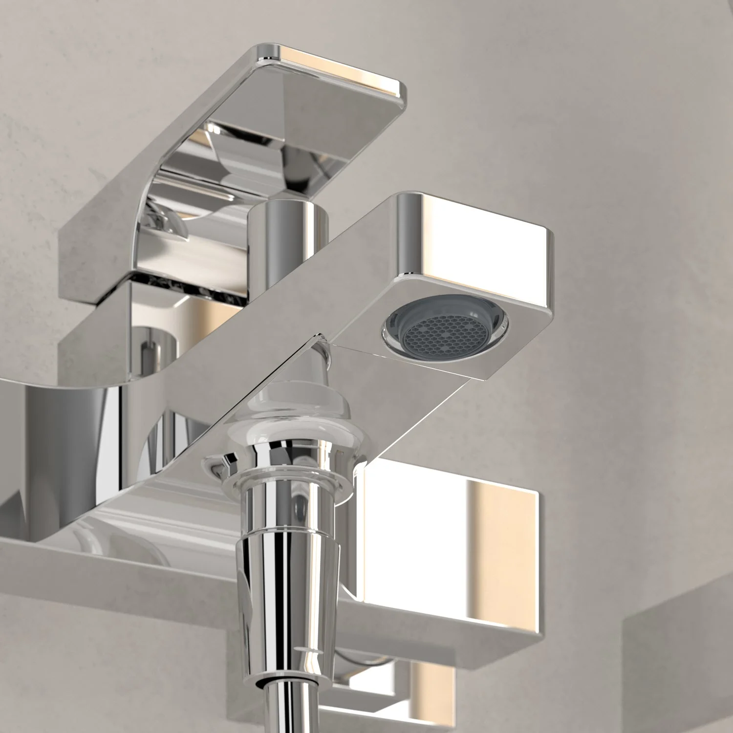 Chromowana bateria prysznicowa z bliska, Villeroy & Boch