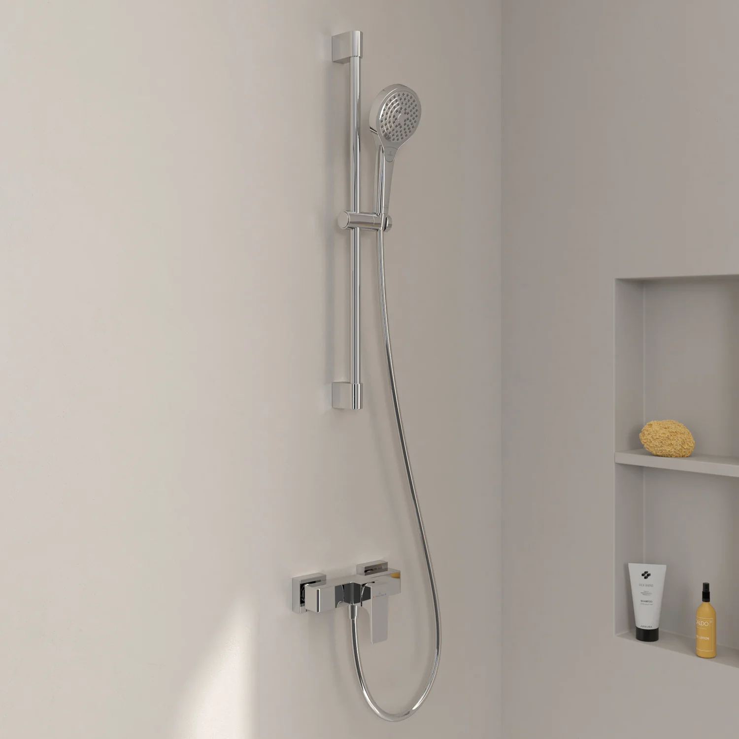 Villeroy & Boch Taro Duschgarnitur mit Brausestange, Handbrause und Aufputz-Duscharmatur