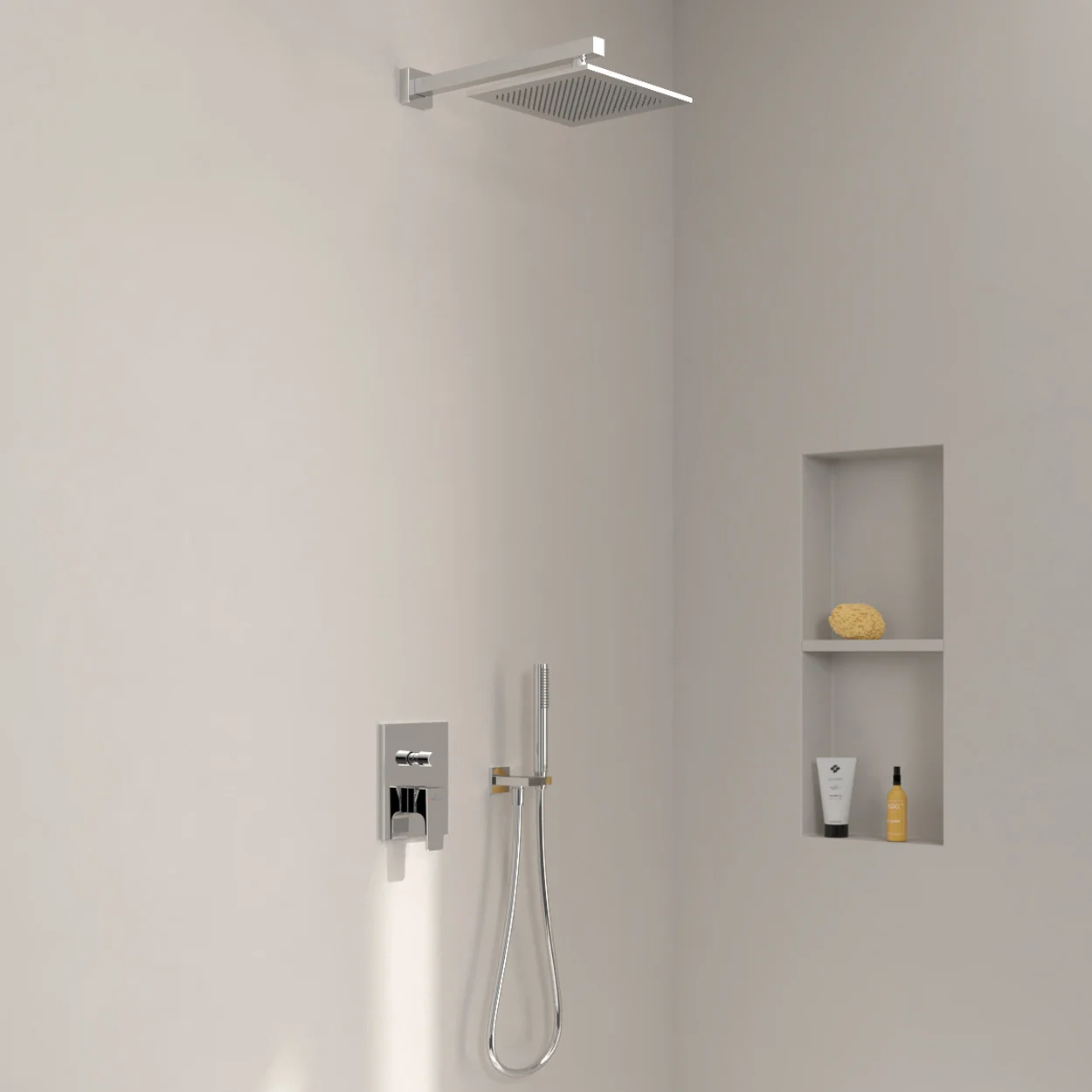 Villeroy & Boch Taro Duschsystem mit Brausehalter, Stabhandbrause und UP-Einhebel-Armatur