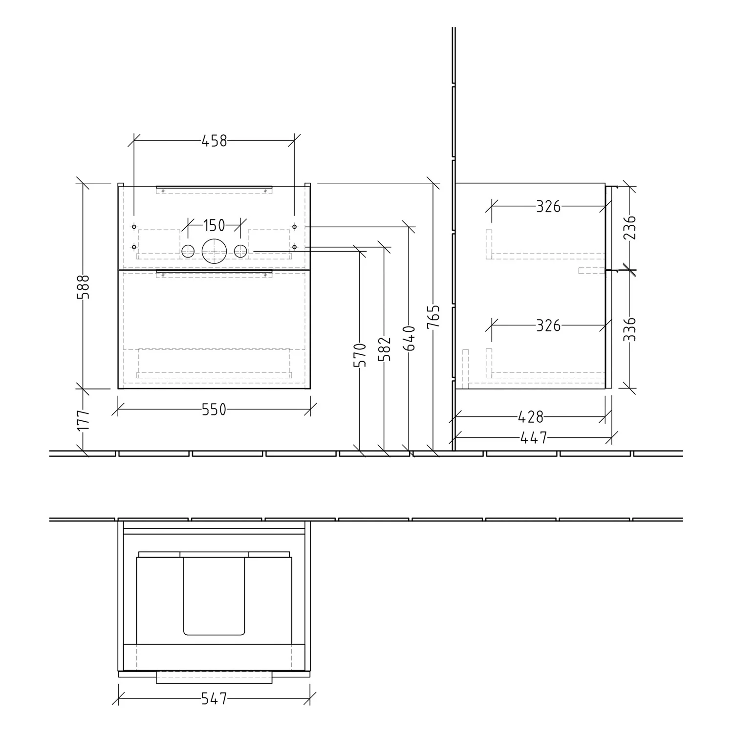 Villeroy & Boch Taro Waschtischunterschrank 55 cm mit 2 Auszügen Bild 5
