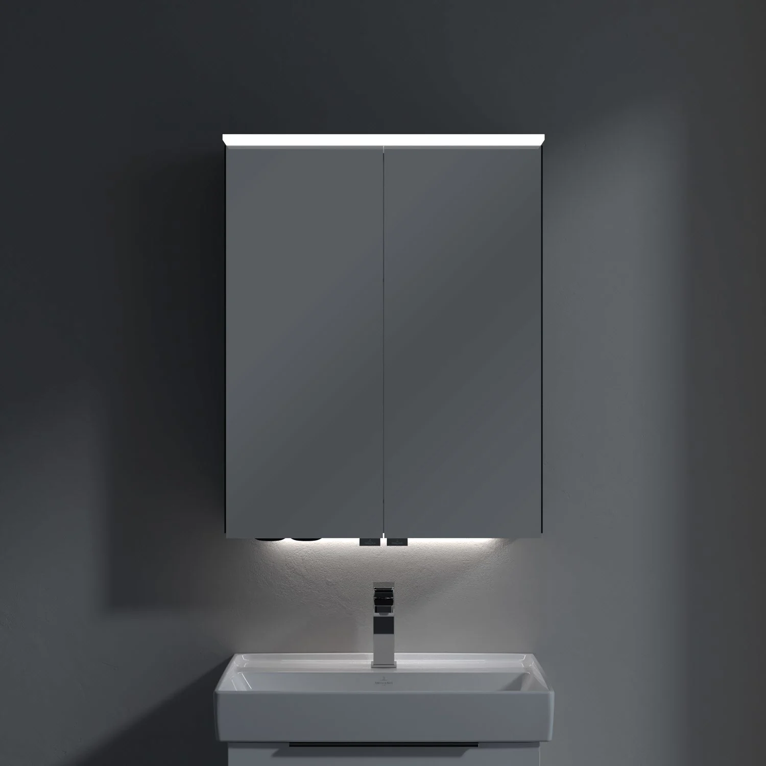Villeroy & Boch Taro Spiegelschrank 60,7 cm mit 2 Türen, Lichtsegel, Waschplatzbeleuchtung und Vergrößerungsspiegel Bild 10