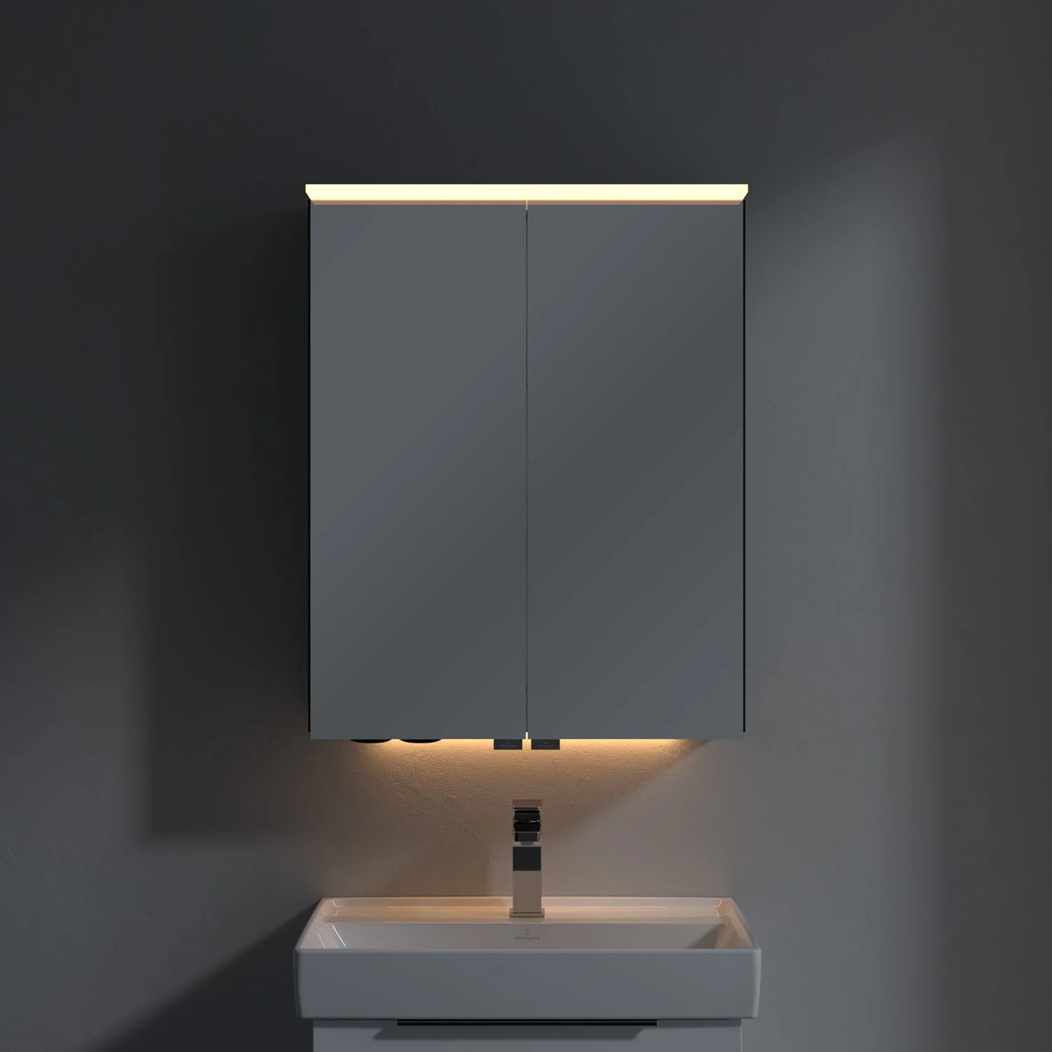 Villeroy & Boch Taro Spiegelschrank 60,7 cm mit 2 Türen, Lichtsegel, Waschplatzbeleuchtung und Vergrößerungsspiegel Bild 11