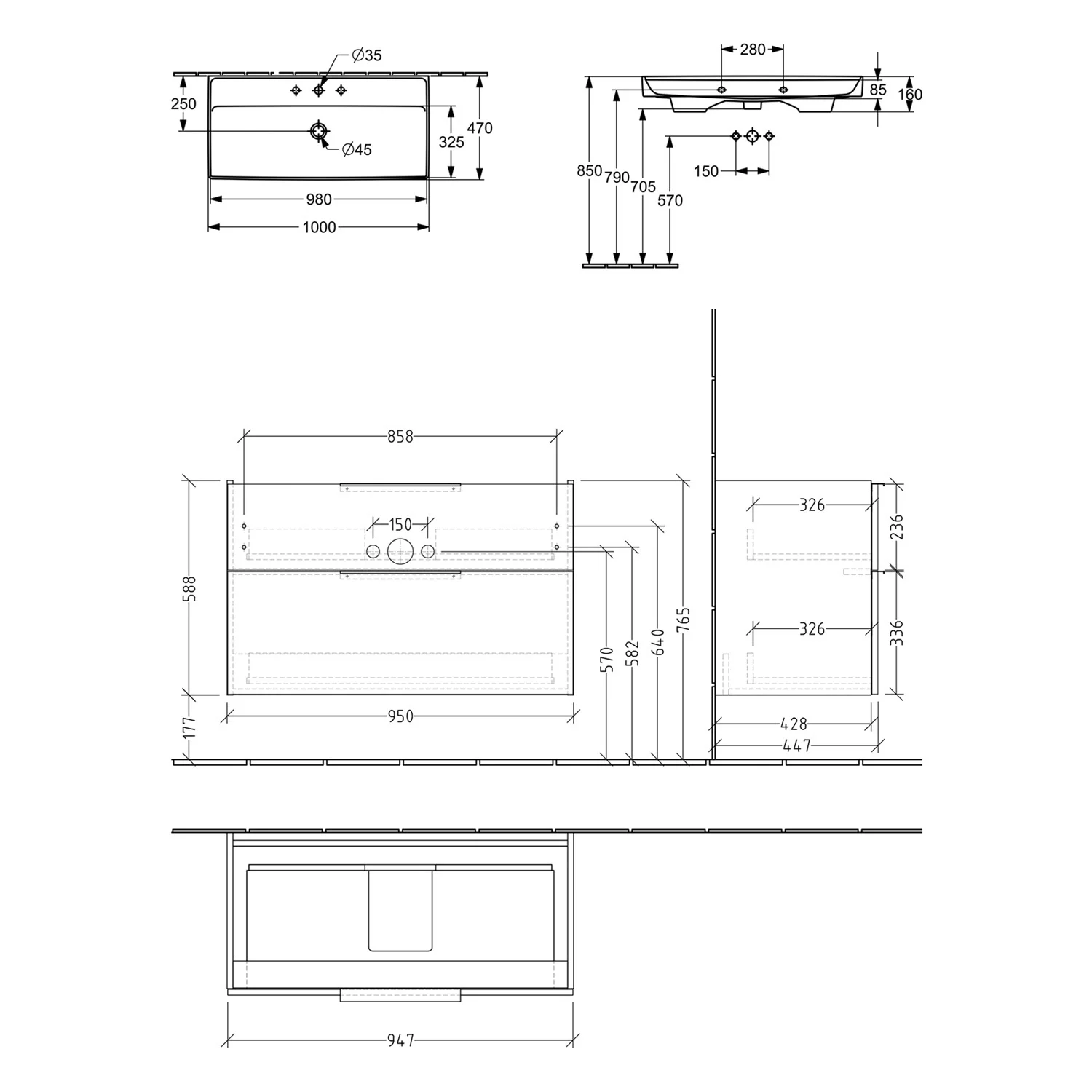 Villeroy & Boch Taro Waschtisch mit Unterschrank 100 cm Bild 5