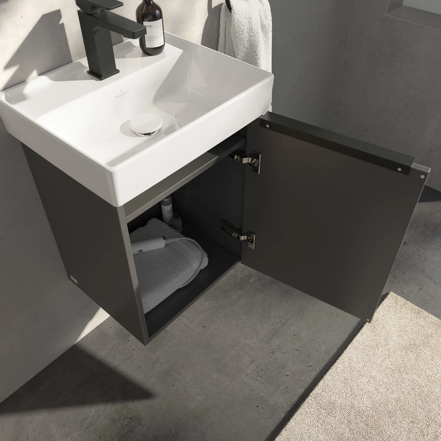 Szafka podumywalkowa Villeroy & Boch Taro 40 cm z 1 drzwiami, zawiasy po prawej stronie Zdjęcie 3