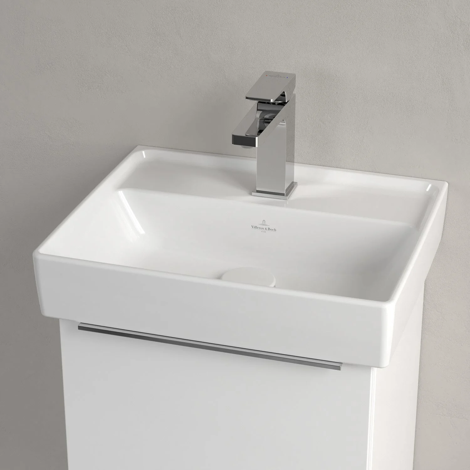 Villeroy & Boch Taro Waschtisch 45 cm mit CeramicPlus Beschichtung, 1 Hahnloch, ohne Überlauf