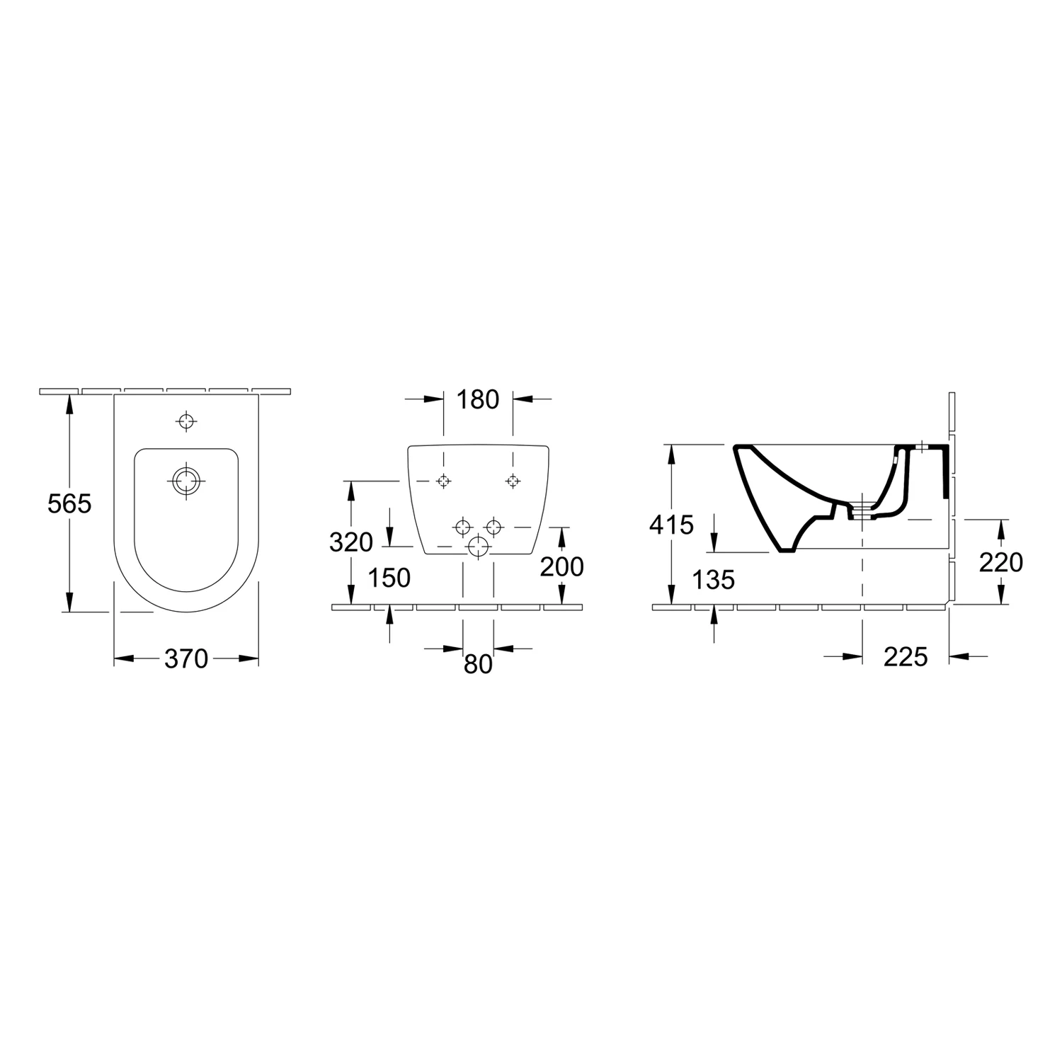 Villeroy & Boch Taro Bidet, wandhängend, 37,5 x 56,5 cm Bild 5