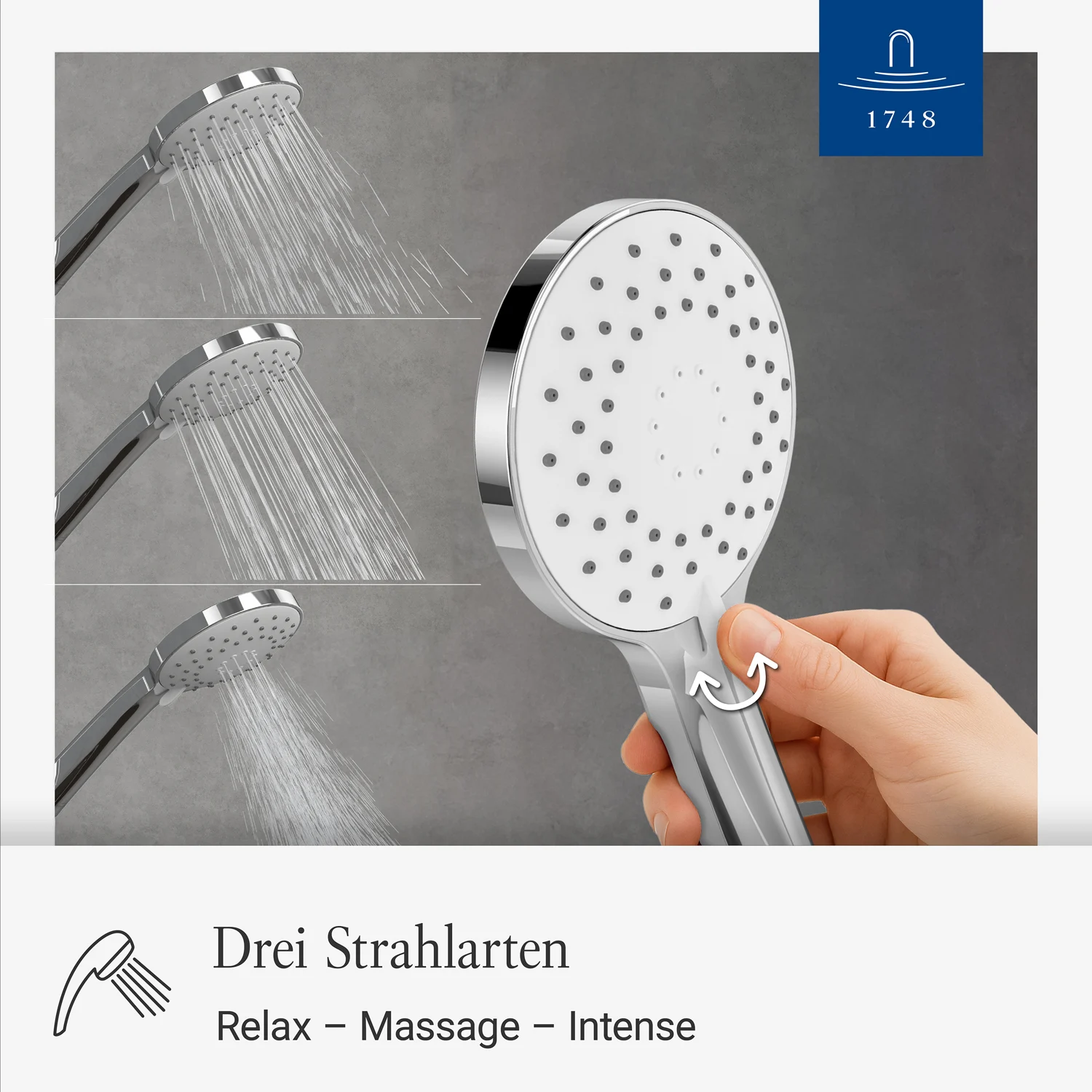 Villeroy & Boch Universal Showers Handbrause mit drei Strahlarten, rund Bild 4