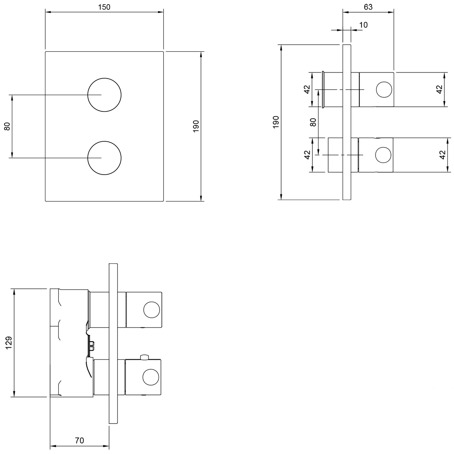 Villeroy & Boch Universal Taps & Fittings Unterputz-Thermostat mit Zweiwege-Mengenregulierung Bild 2