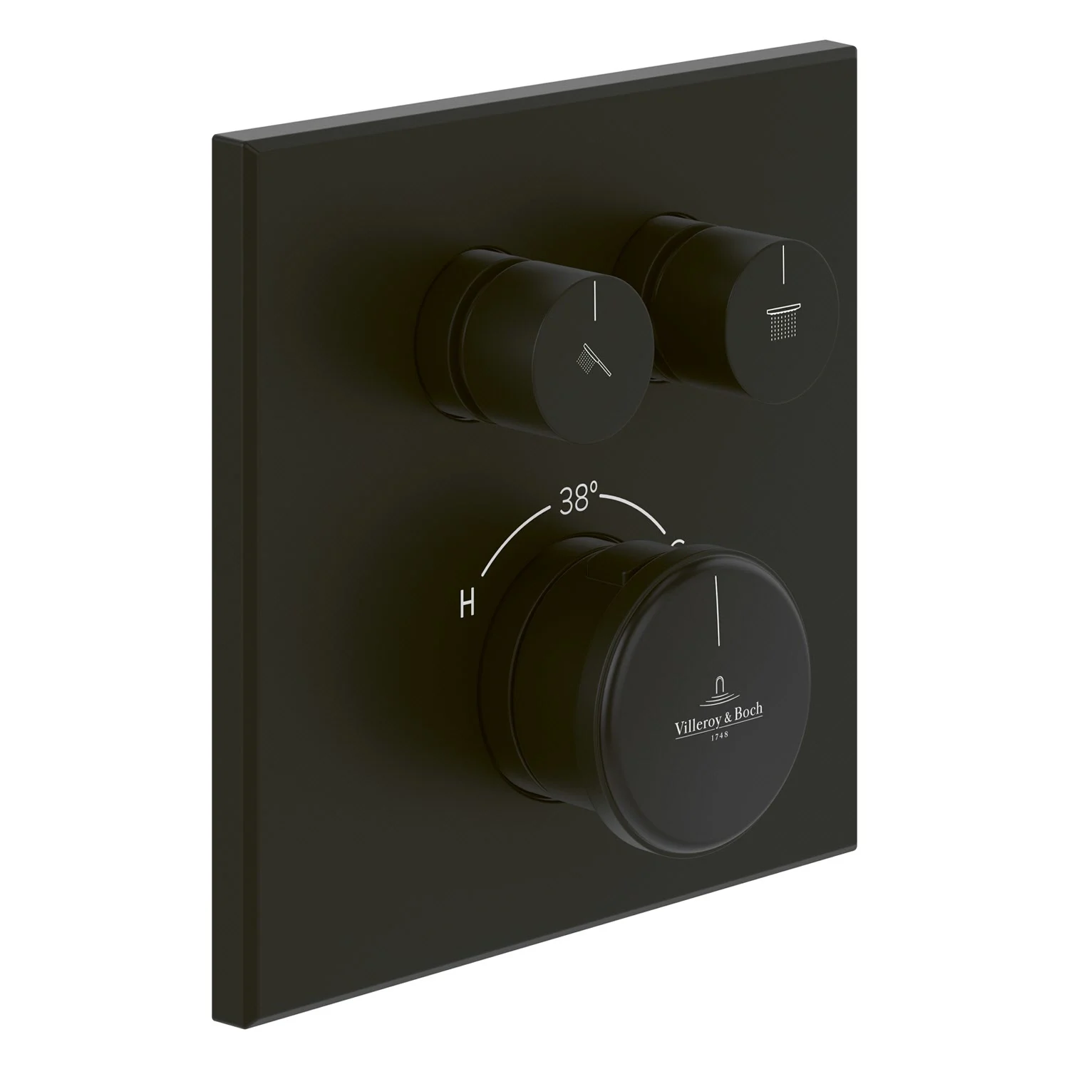 Czarna bateria podtynkowa z trzema regulatorami, Villeroy & Boch