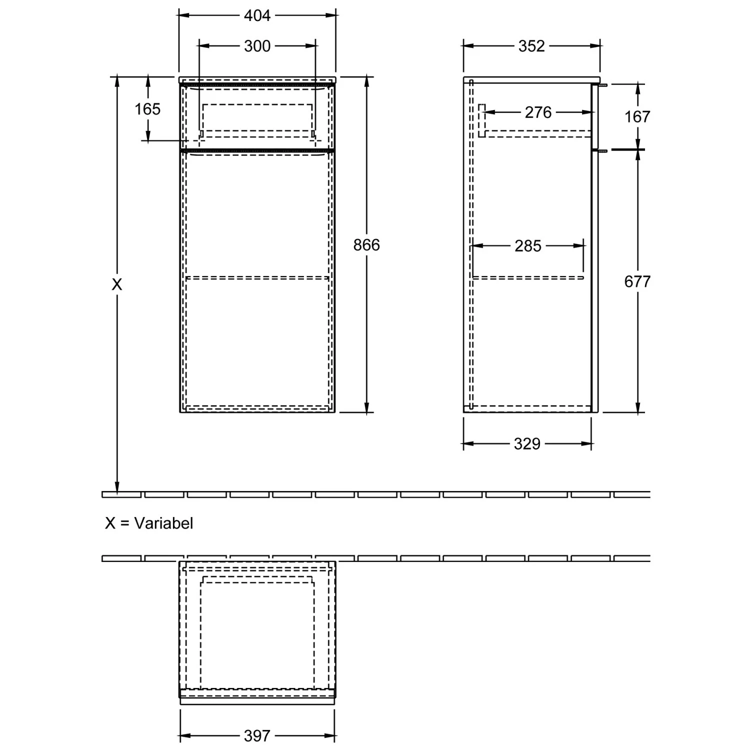 Villeroy & Boch Venticello Seitenschrank 40,4 x 86,6 cm, 1 Auszug und 1 Tür Anschlag rechts Bild 2