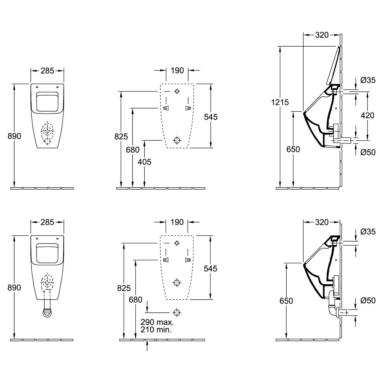 Villeroy & Boch Venticello Absaug-Urinal, für Deckel, DirectFlush, Zulauf verdeckt Bild 5