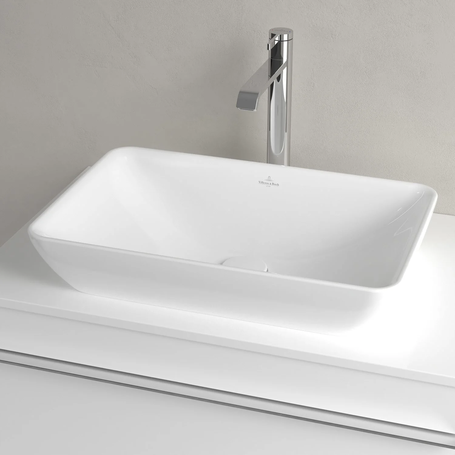 Villeroy & Boch Venticello Halbeinbau-Aufsatzwaschtisch 55 x 36 cm, ohne Hahnloch, mit Überlauf