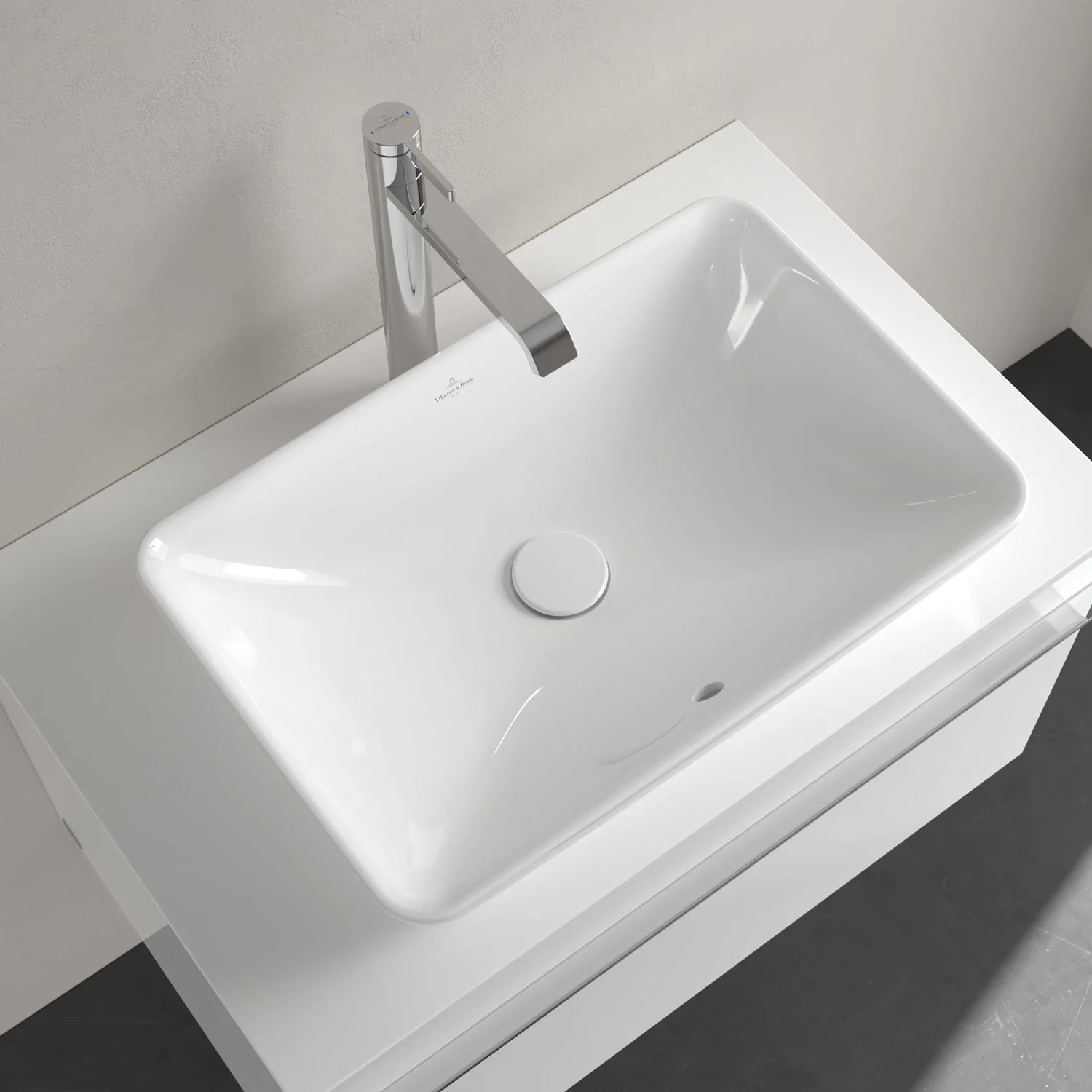 Villeroy & Boch Venticello Halbeinbau-Aufsatzwaschtisch 55 x 36 cm, ohne Hahnloch, mit Überlauf Bild 4