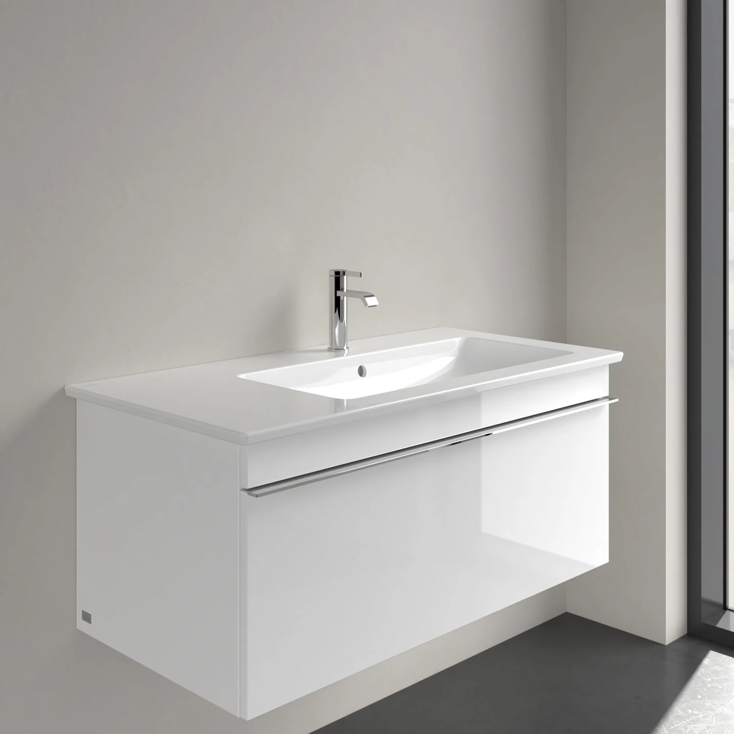 Villeroy & Boch Venticello Schrankwaschtisch 100 x 50 cm, mit 1 Hahnloch, mit Überlauf, Becken rechts Bild 6