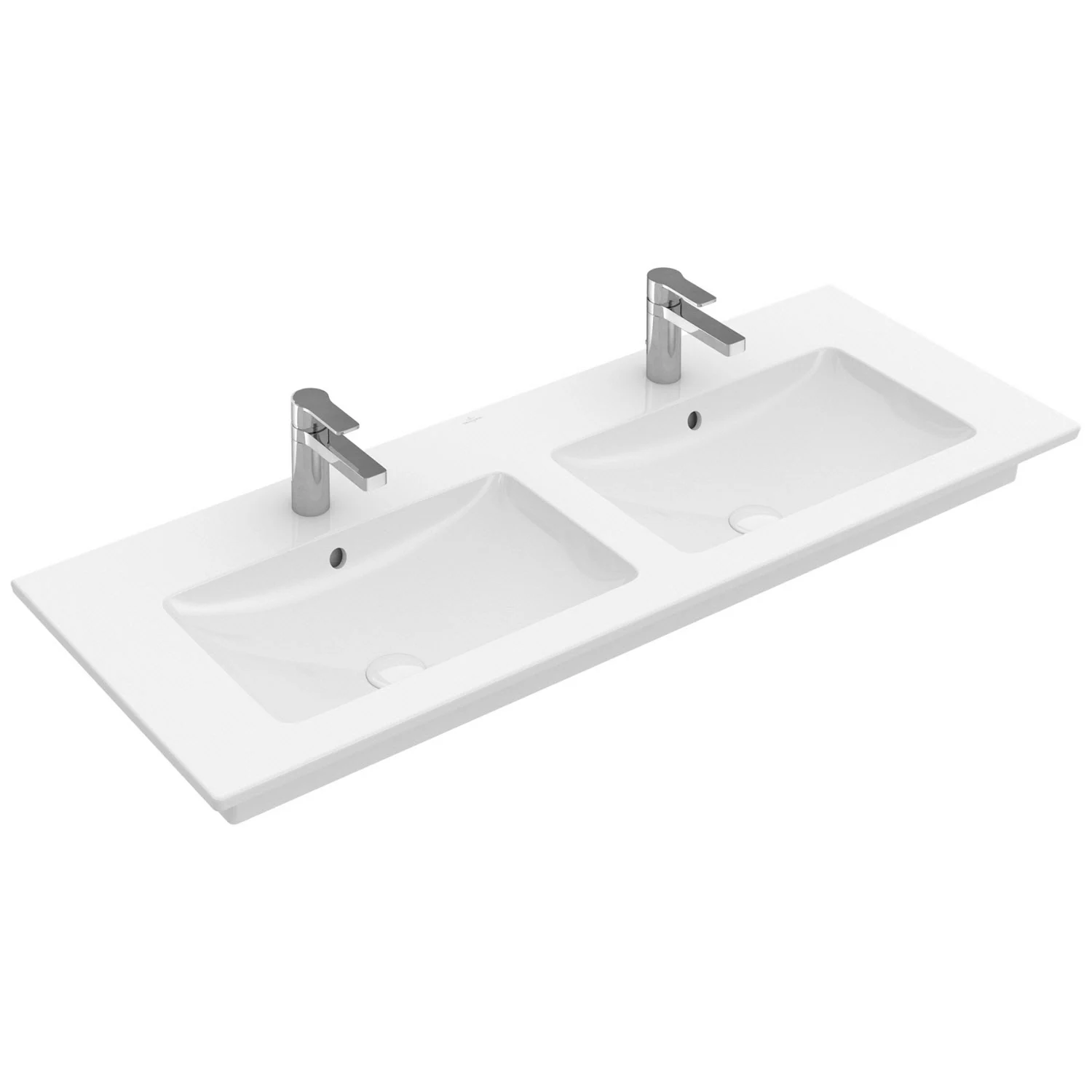 Villeroy & Boch Venticello Schrank-Doppelwaschtisch 130 x 50 cm, mit 2 Hahnlöchern, mit Überlauf Bild 2