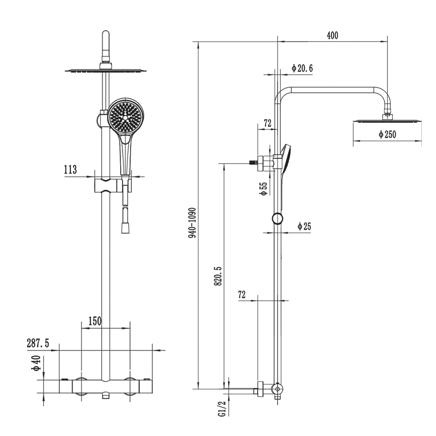 Villeroy & Boch Verve Showers Duschsystem mit drei Funktionen für Wandmontage Bild 5