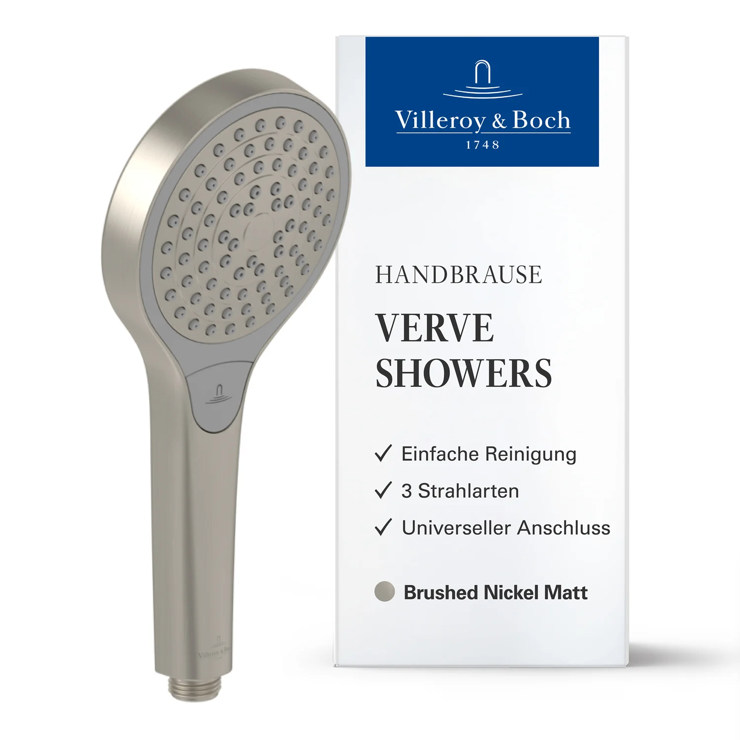 Ręczne słuchawki prysznicowe Villeroy & Boch Verve Showers z trzema rodzajami strumienia Zdjęcie 3