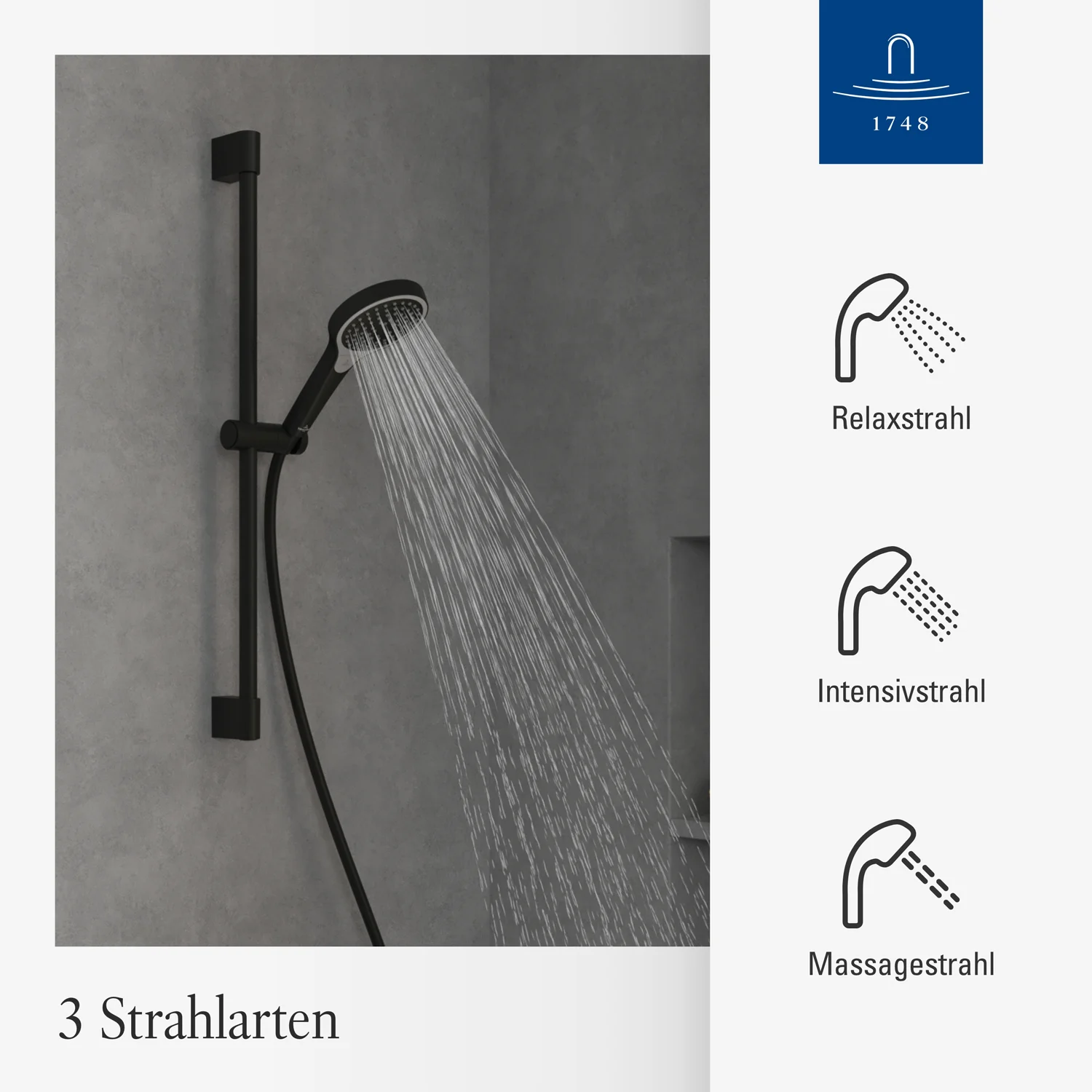 Villeroy & Boch Verve Showers Duschgarnitur mit drei Strahlarten Bild 3