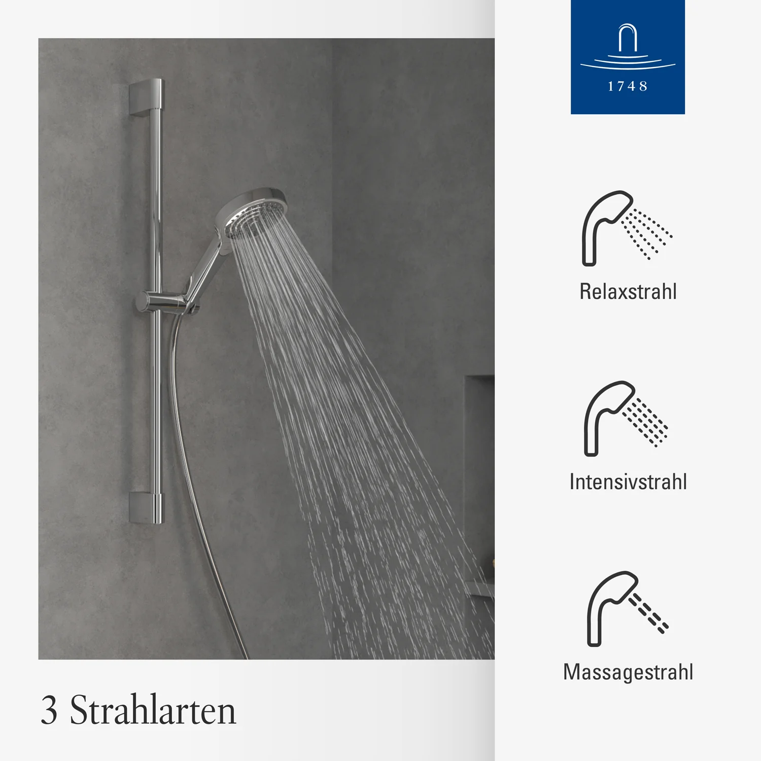 Villeroy & Boch Verve Showers Duschgarnitur mit drei Strahlarten Bild 4