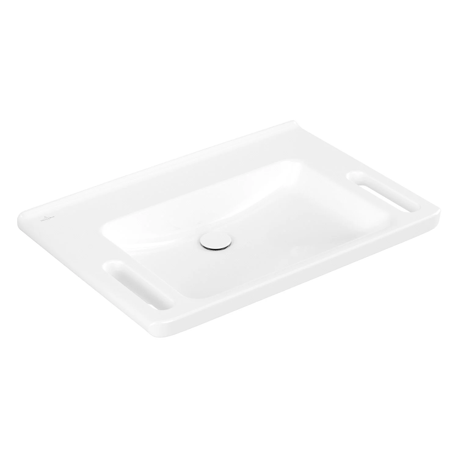Prostokątna biała umywalka, widok z przodu, Villeroy & Boch