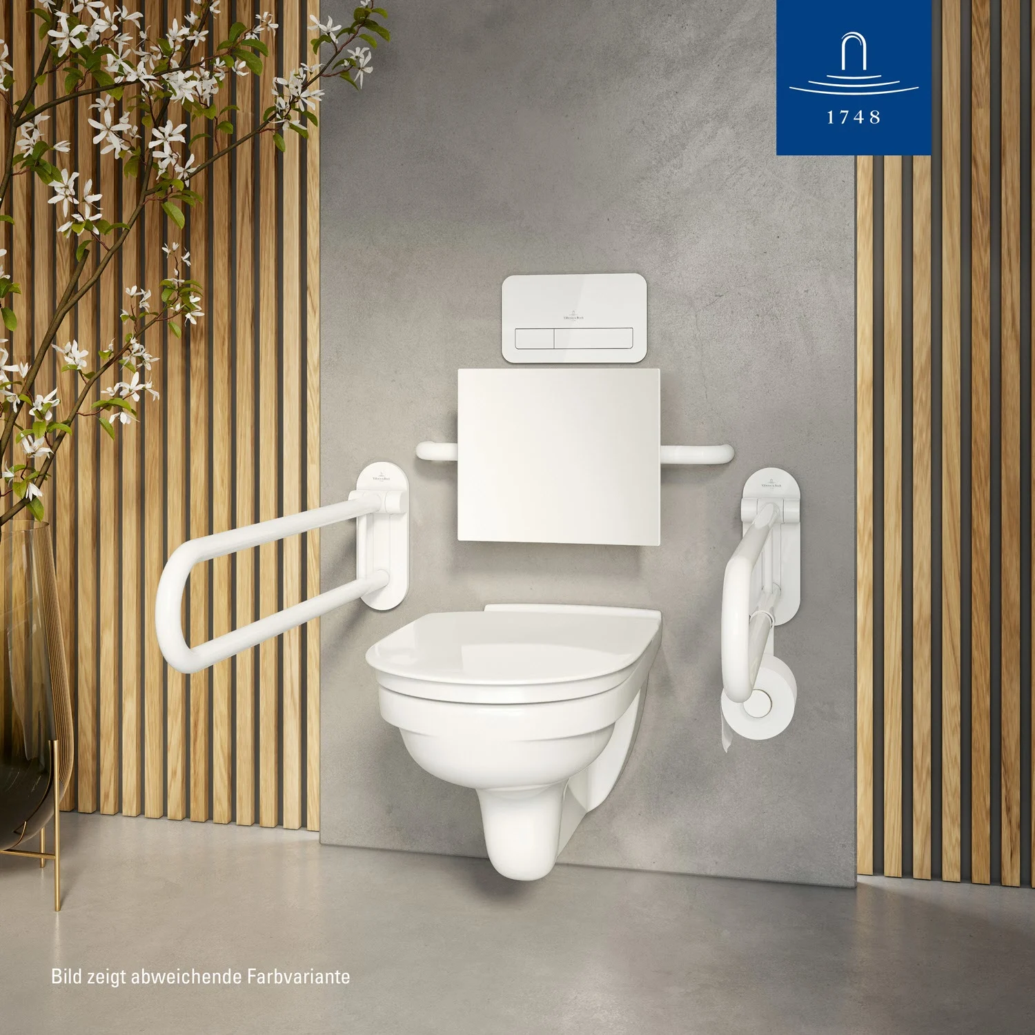 Zbliżenie toalety z uchwytami, Villeroy & Boch