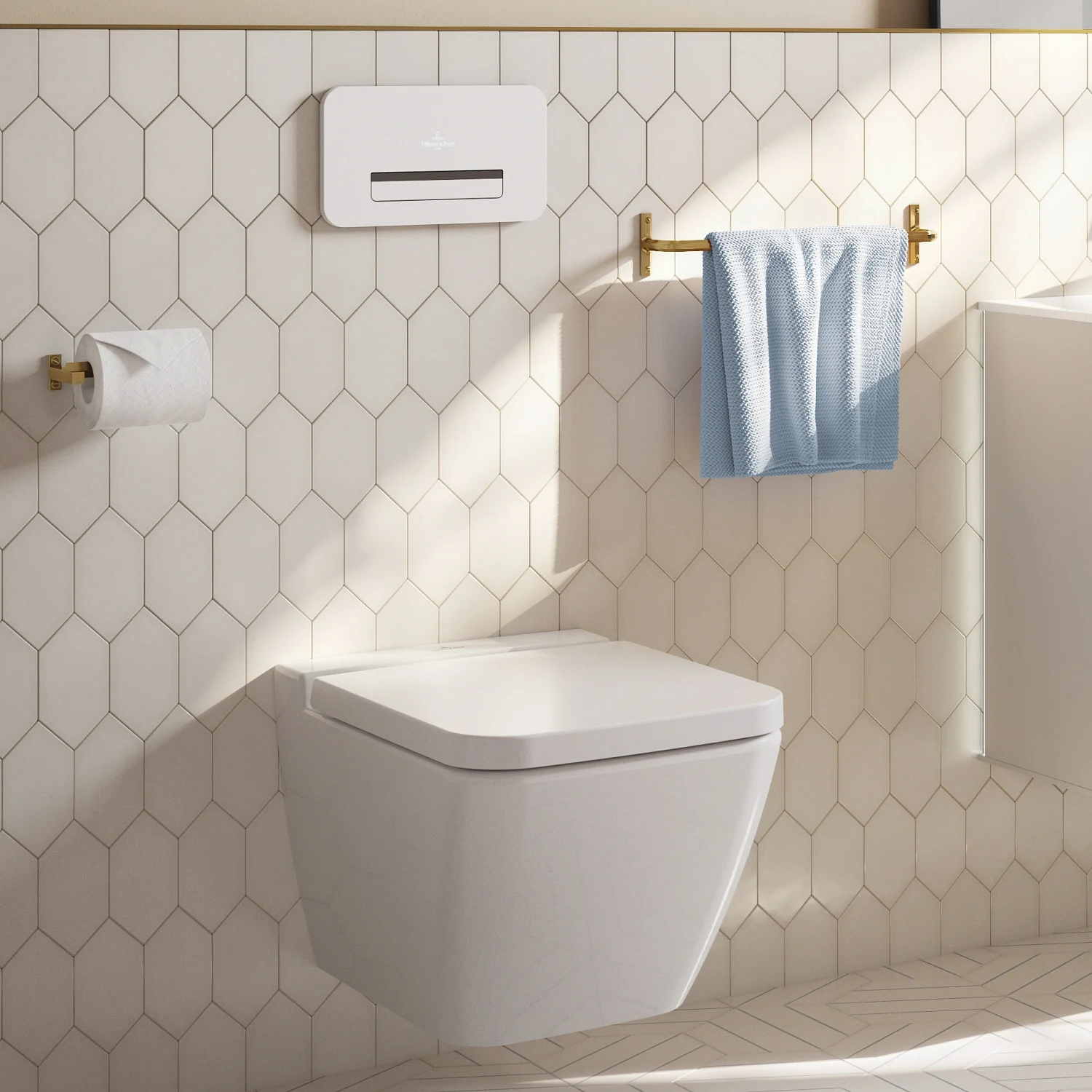 Toaleta z płytą spłukującą i uchwytem na ręcznik, Villeroy & Boch
