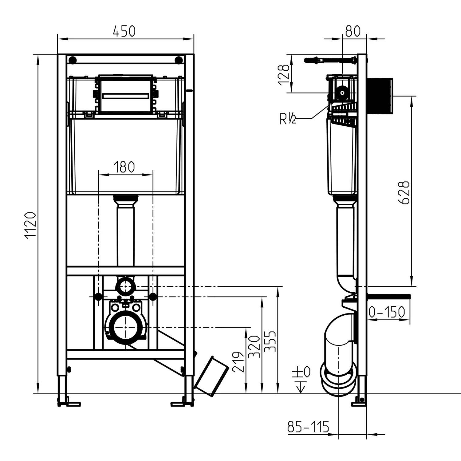Villeroy & Boch ViConnect Pro S WC-Vorwandelement für Trockenbau 112 cm Bild 3