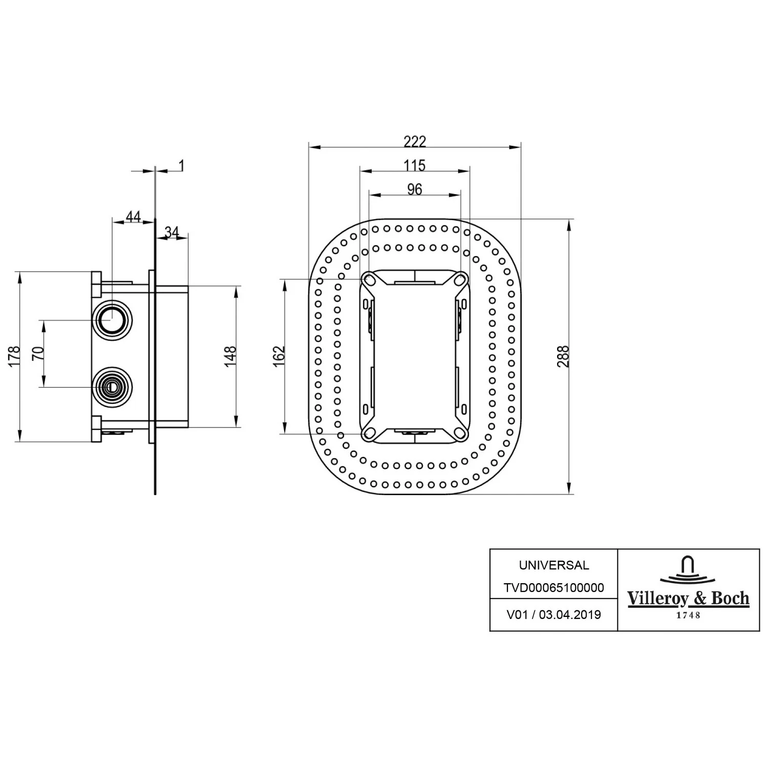 Villeroy & Boch Universal Taps & Fittings Vi-Box Thermostat-Unterputz-Einbaukörper mit Sicherungseinrichtung Bild 2