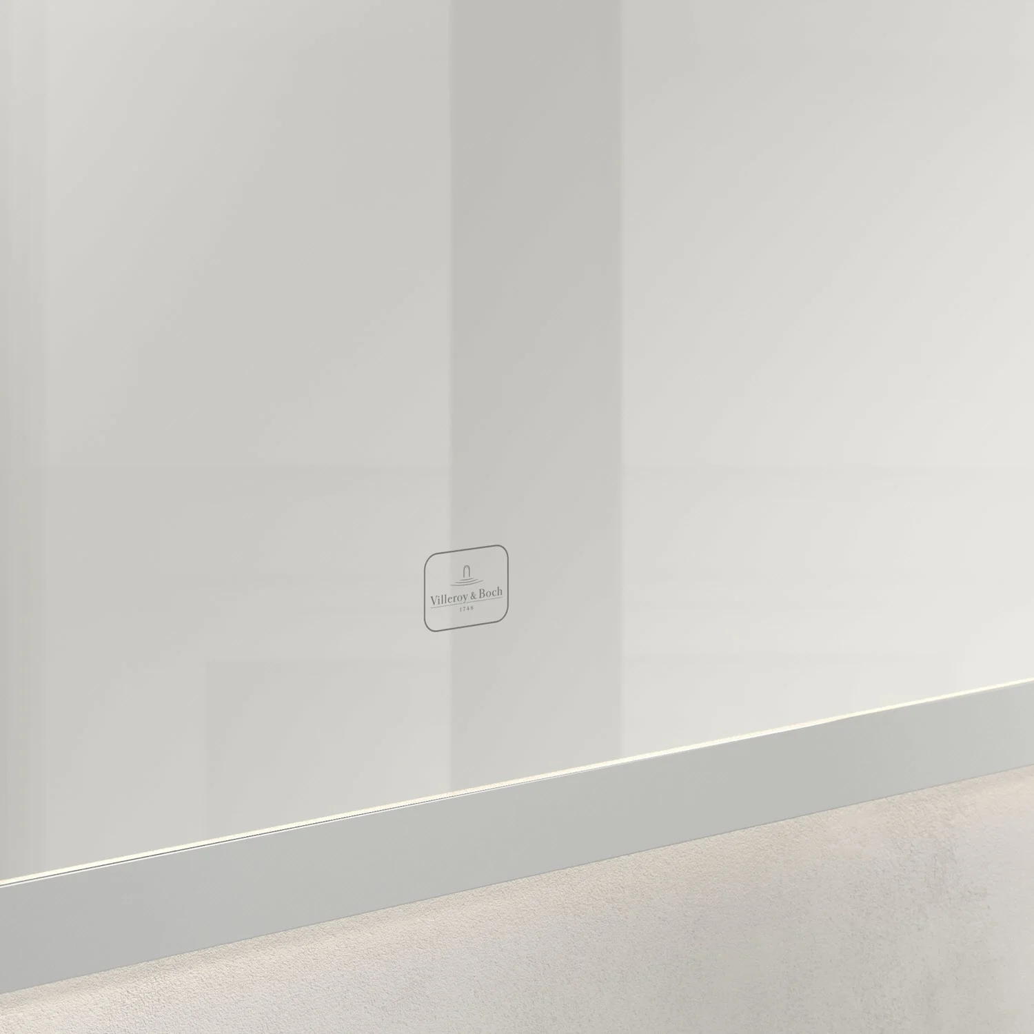 Zbliżenie lustra łazienkowego z logo, Villeroy & Boch