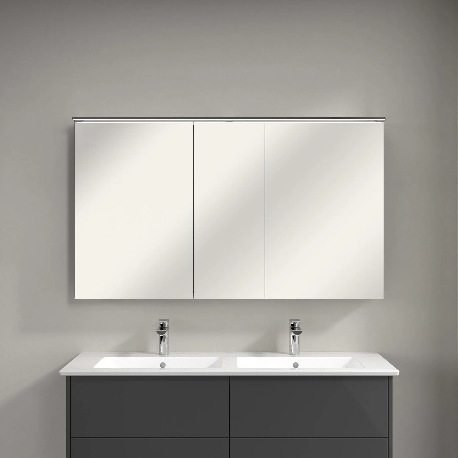 Villeroy & Boch Finero Waschtischunterschrank 130 cm mit Doppelwaschtisch und Spiegelschrank, 4 Auszüge Bild 2