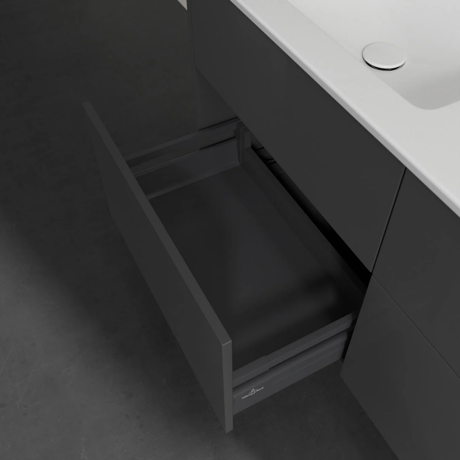 Villeroy & Boch Finero Waschtischunterschrank 130 cm mit Doppelwaschtisch und Spiegelschrank, 4 Auszüge Bild 6