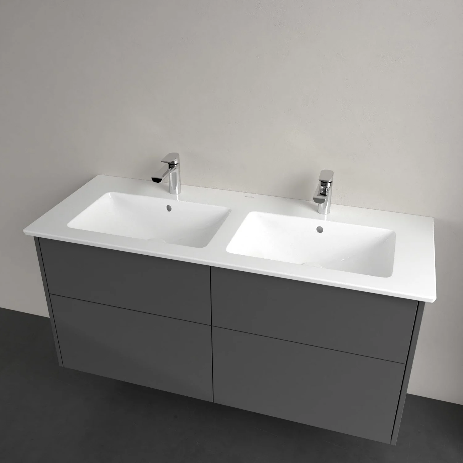 Villeroy & Boch Finero Waschtischunterschrank 130 cm mit Doppelwaschtisch und Spiegelschrank, 4 Auszüge Bild 8