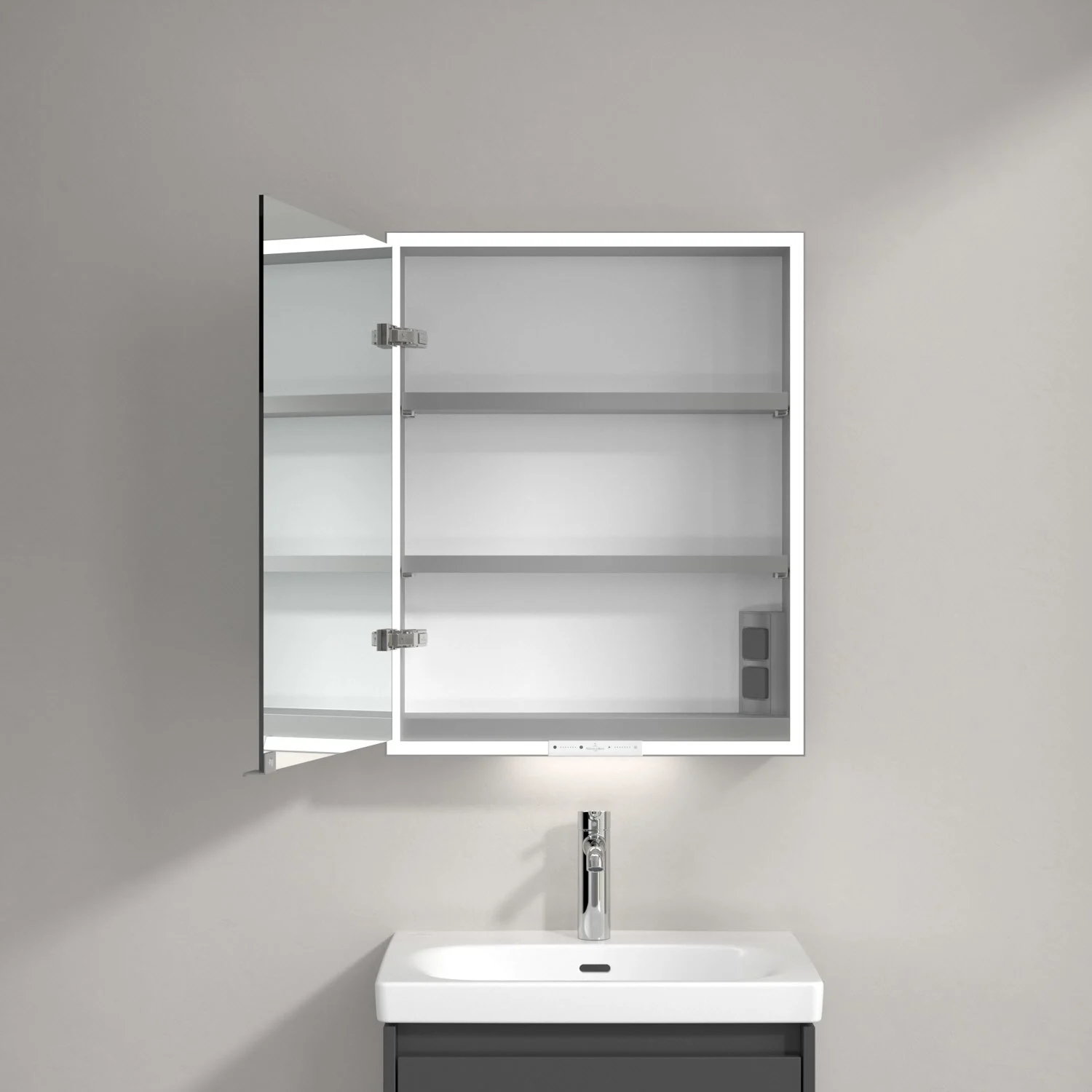 Villeroy & Boch My View+ Szafka łazienkowa z lustrem do montażu natynkowego 60 x 75 cm, otwierana w lewo Zdjęcie 3