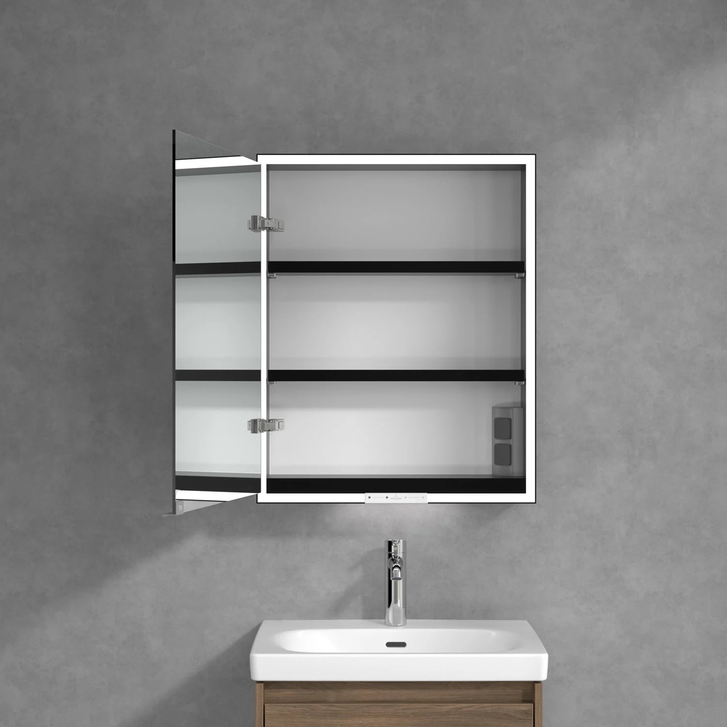 Villeroy & Boch My View+ Szafka łazienkowa z lustrem do montażu natynkowego 60 x 75 cm, otwierana w lewo Zdjęcie 3